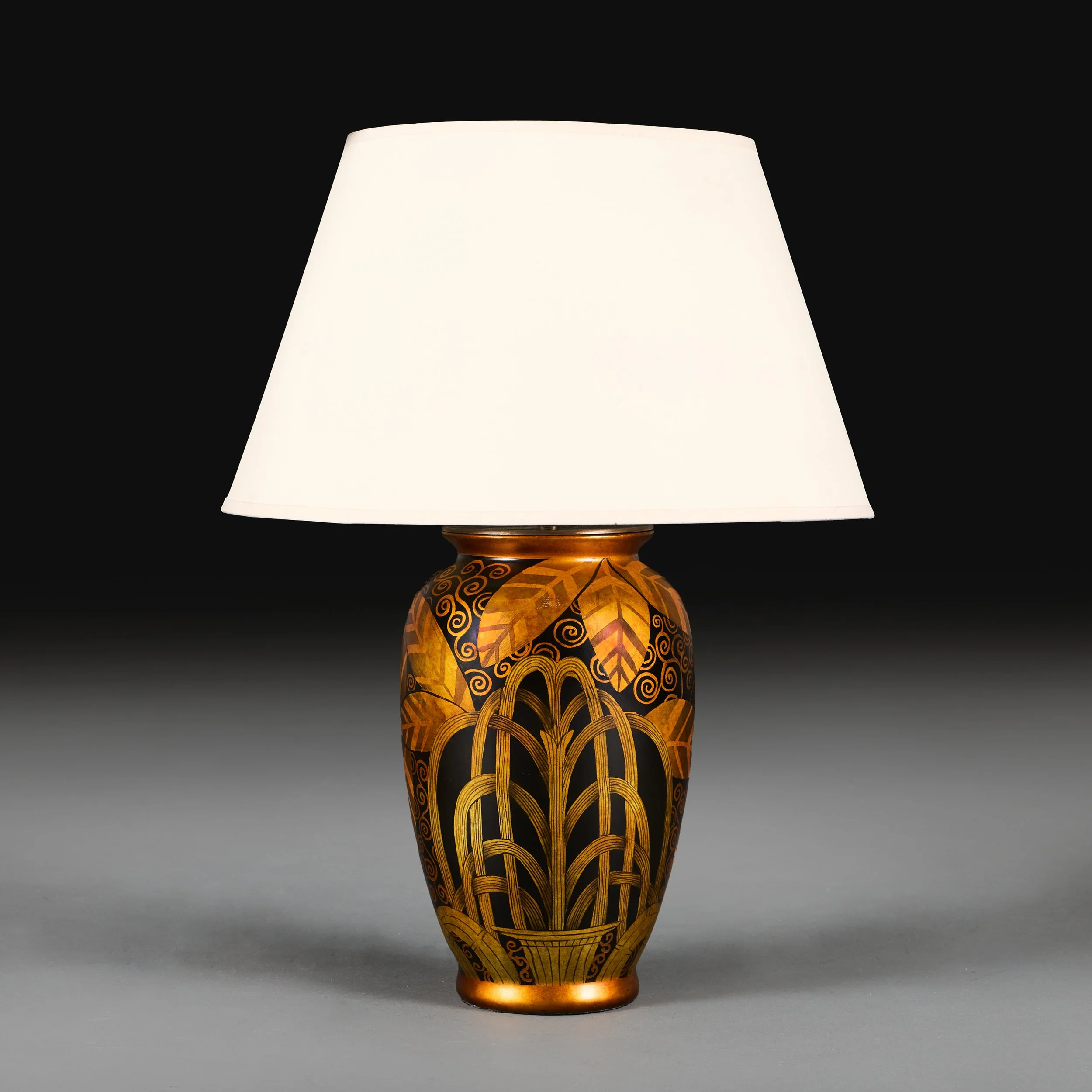 AN ART DECO DINANDERIE VASE AS A LAMP