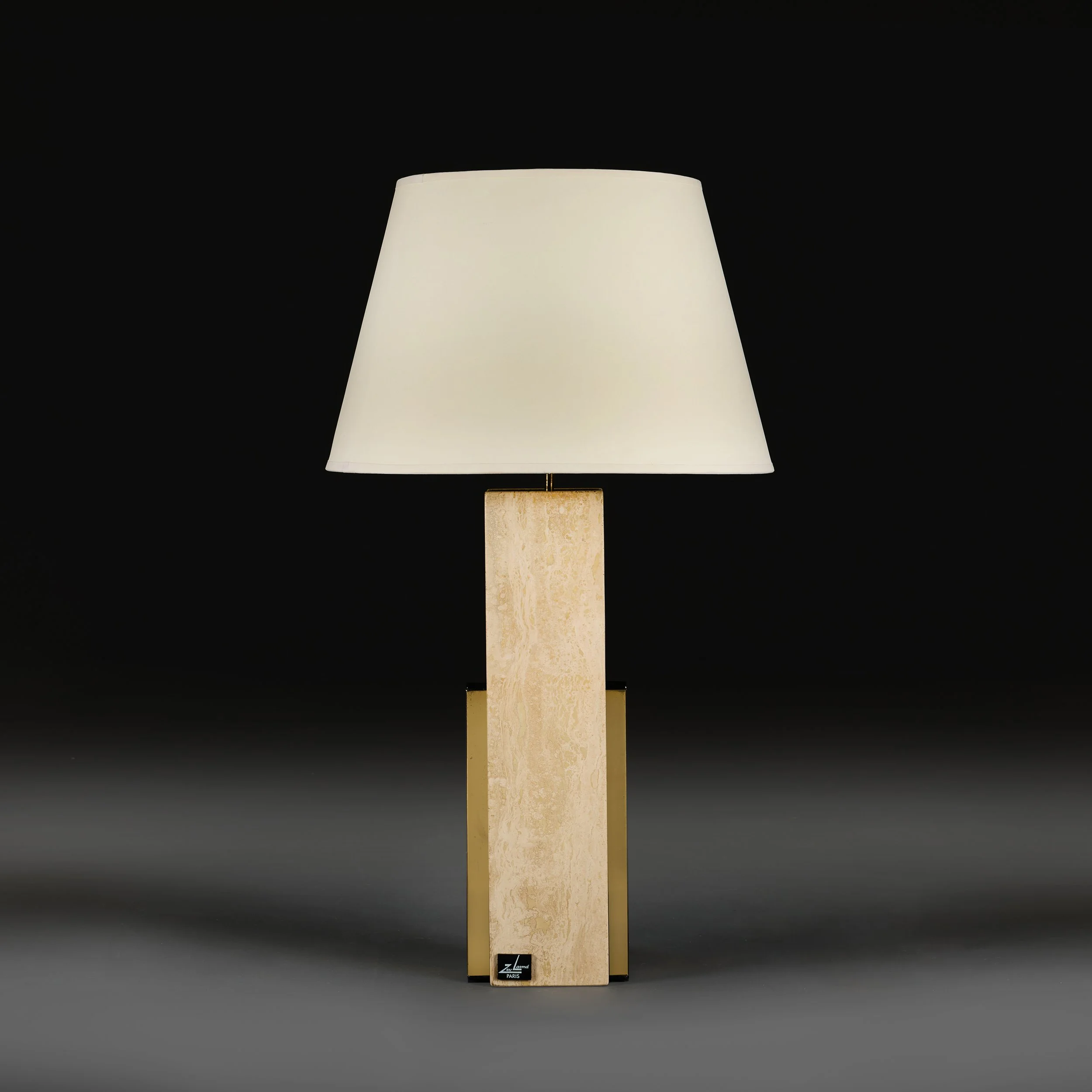 A 20TH CENTURY FRENCH TRAVERTINE LAMP