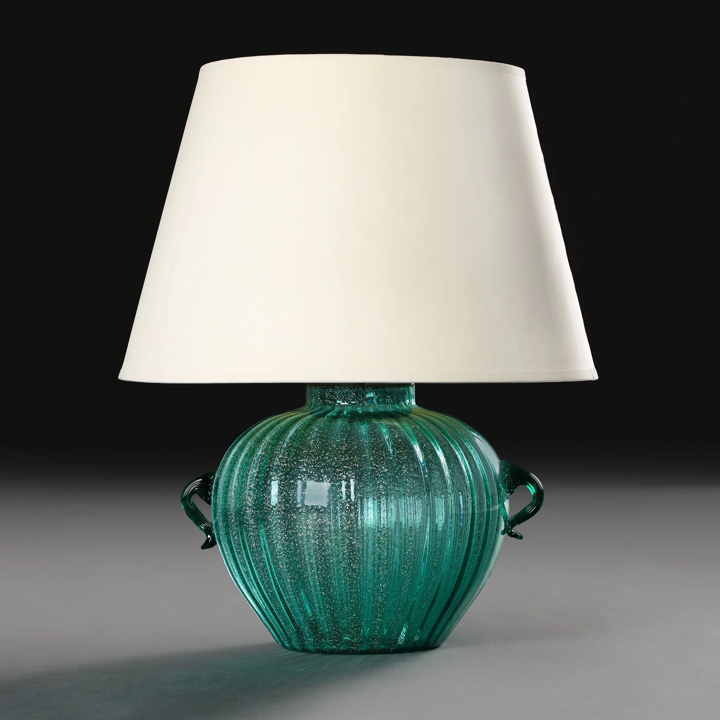 A TURQUOISE MURANO GLASS VASE AS A LAMP