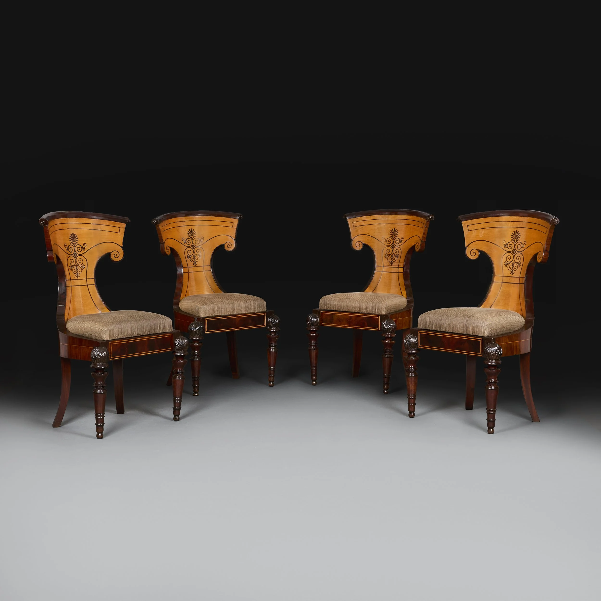 A RARE SET OF EARLY 19TH CENTURY ITALIAN KLISMOS CHAIRS