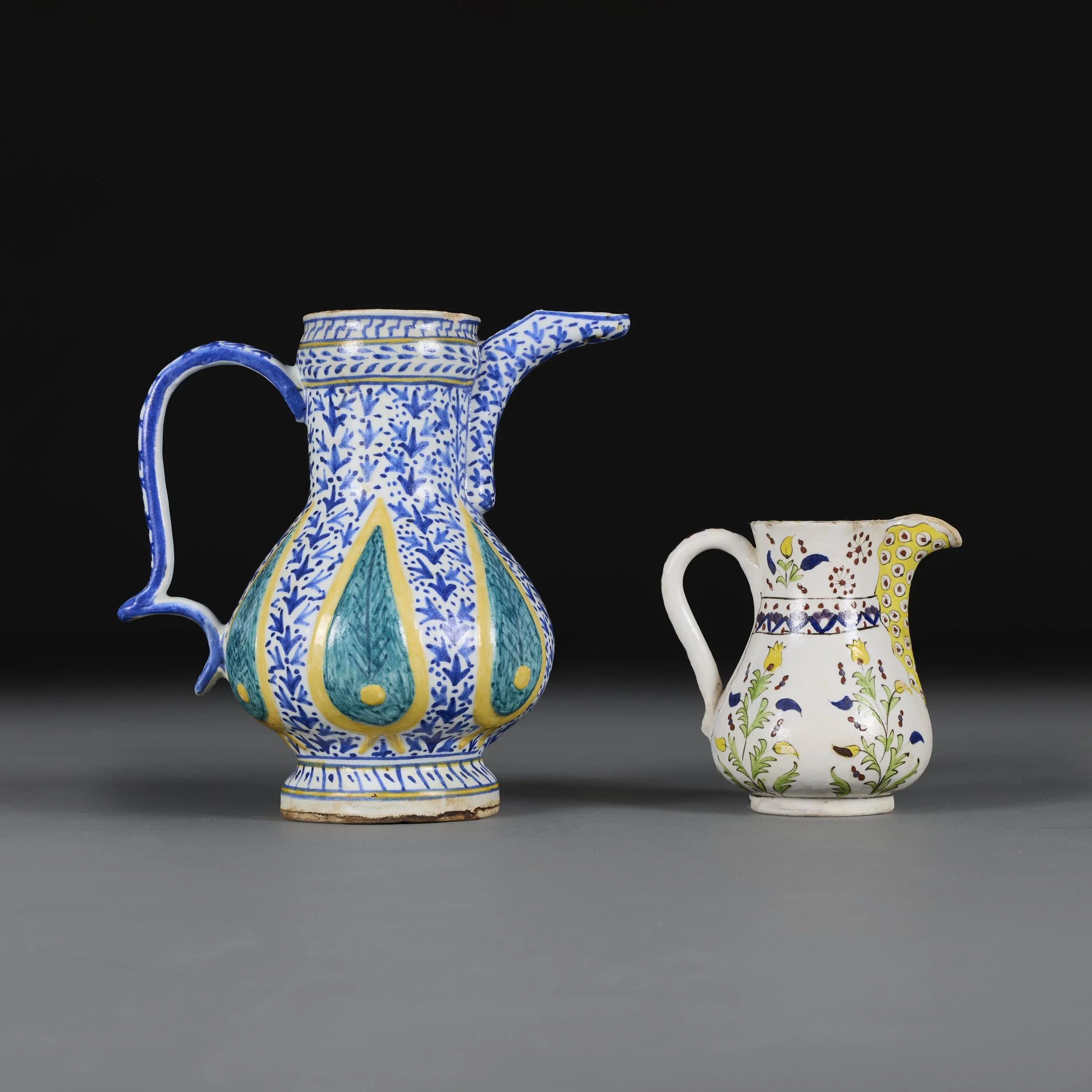 TWO 19TH CENTURY KUTAHYA POTTERY JUGS