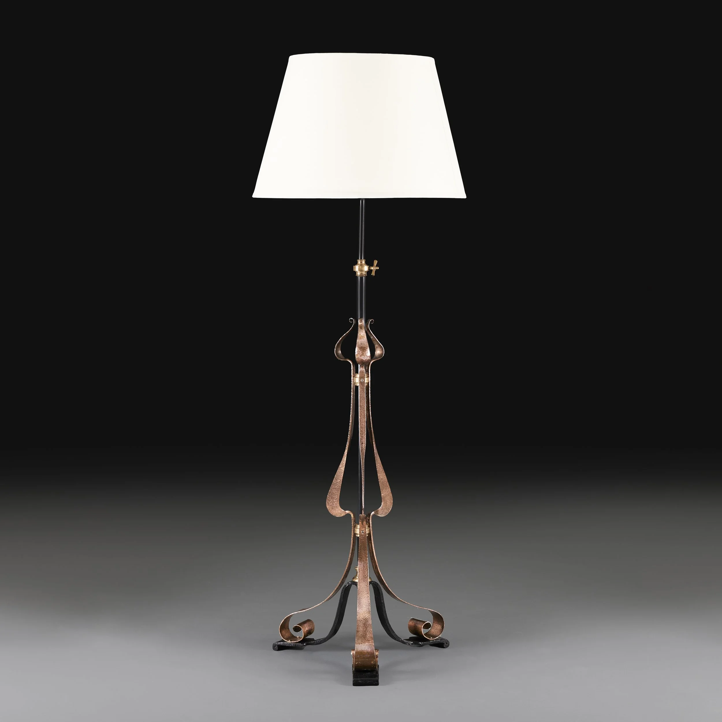 A COPPER ARTS AND CRAFTS STANDARD LAMP