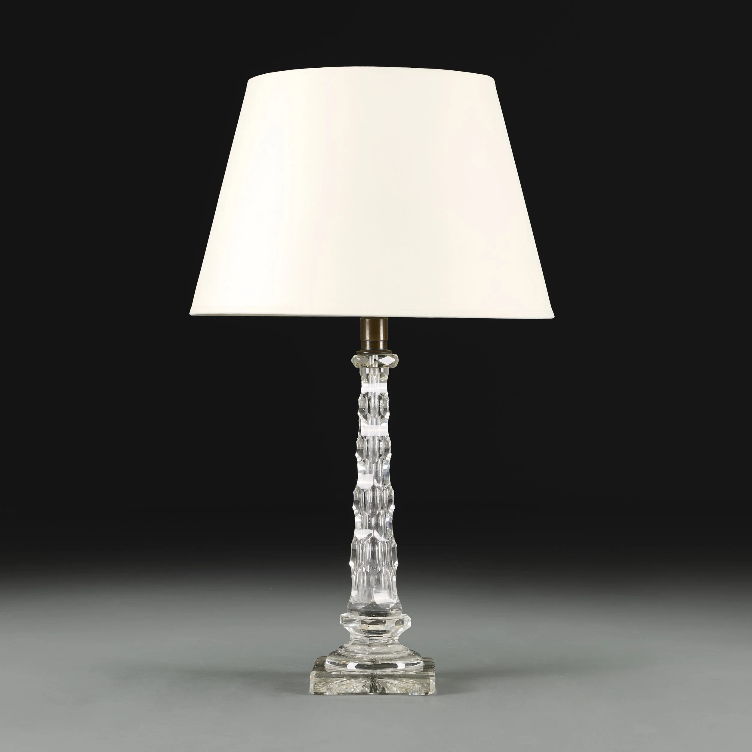 A CUT GLASS COLUMN LAMP BY BACCARAT