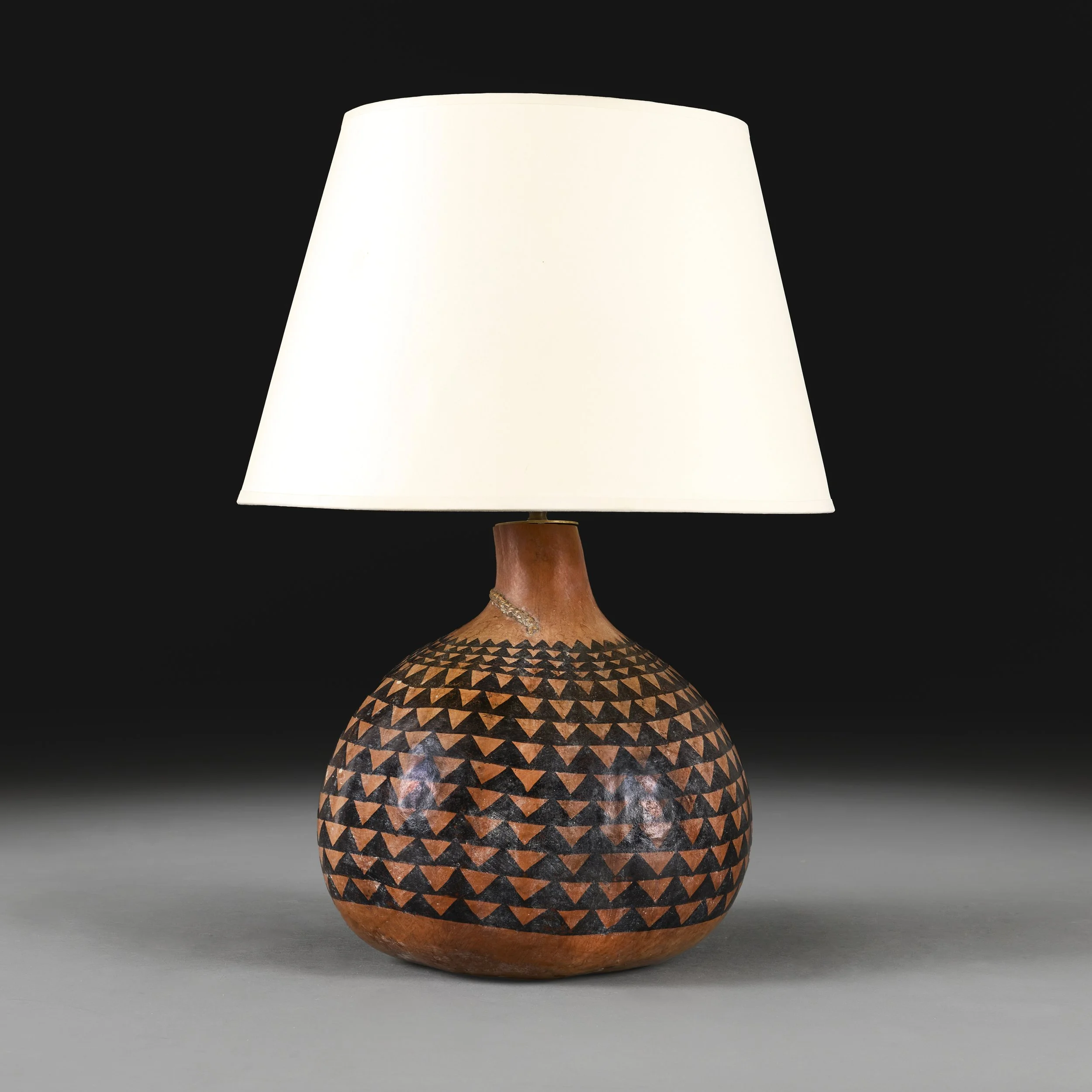 A PAINTED CALABASH GOURD AS A LAMP