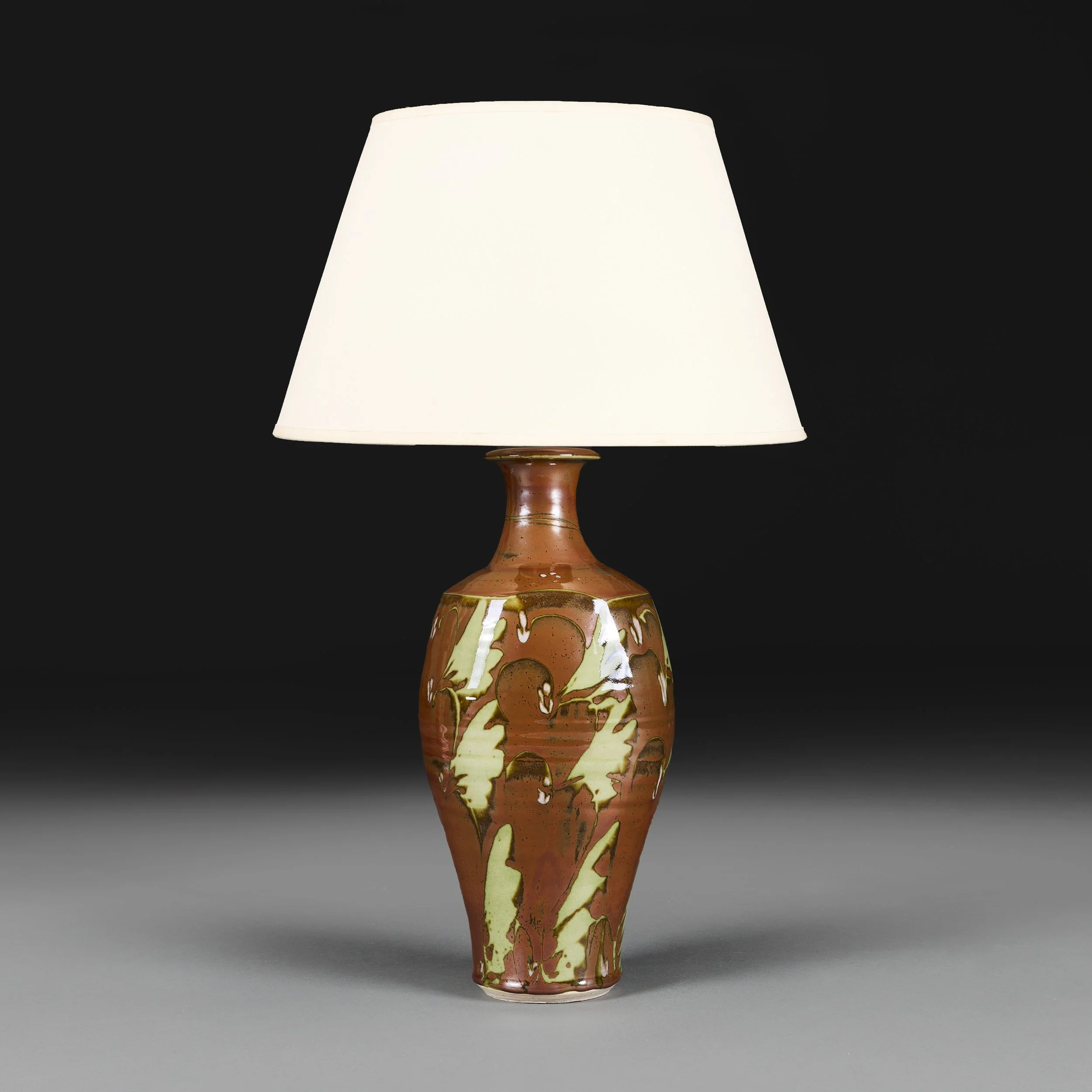 AN ENGLISH STUDIO POTTERY VASE AS A LAMP