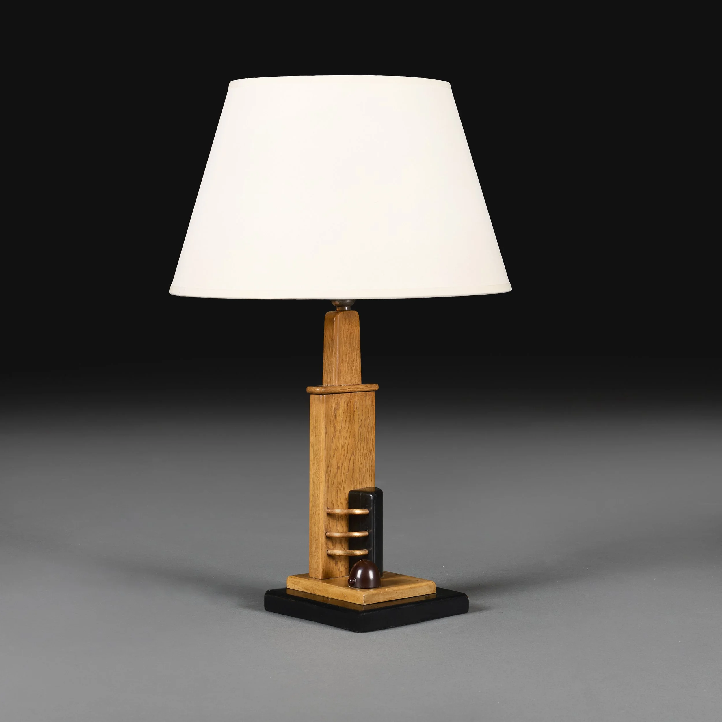 A MODERNIST OAK TABLE LAMP
