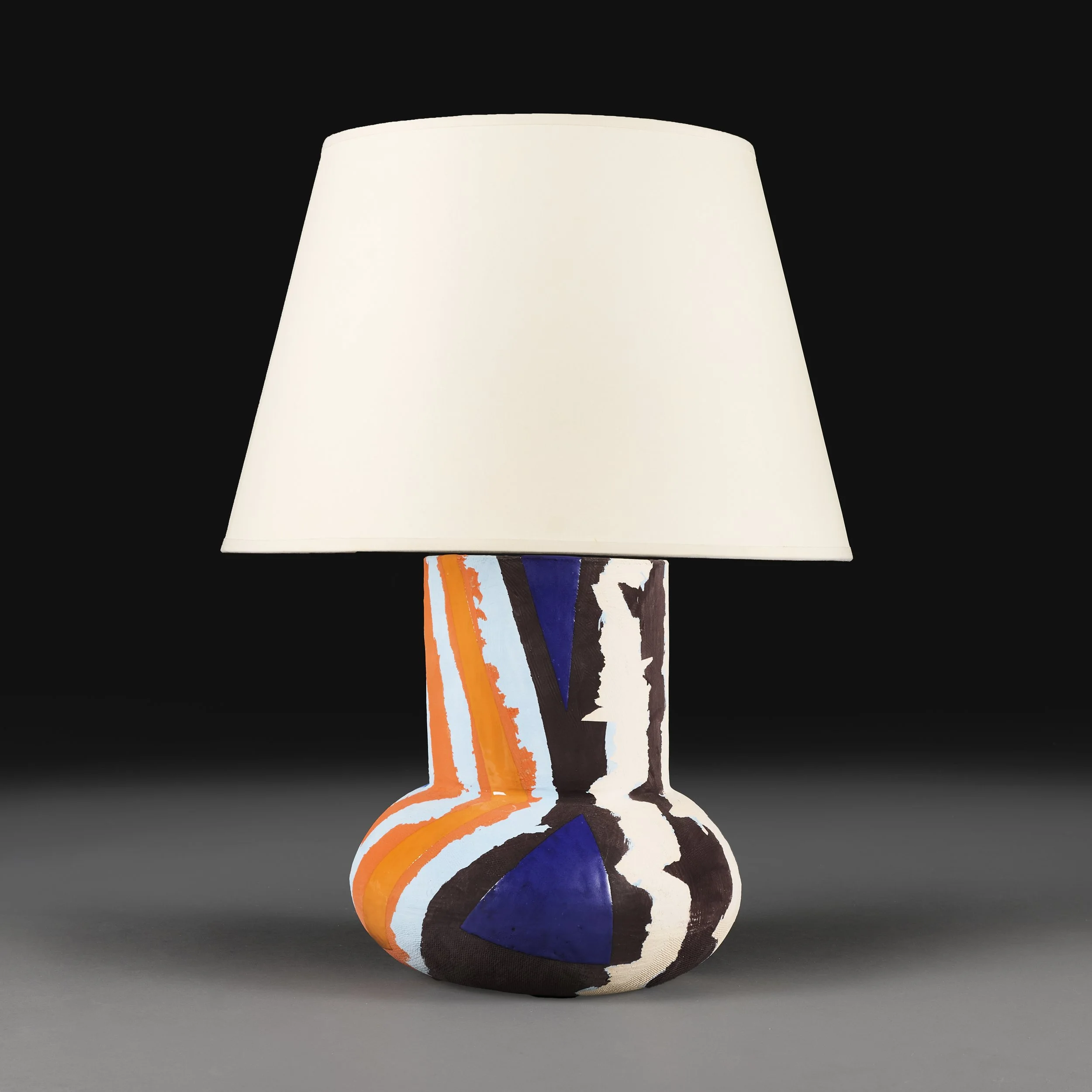 AN ENGLISH ART POTTERY VASE AS A LAMP