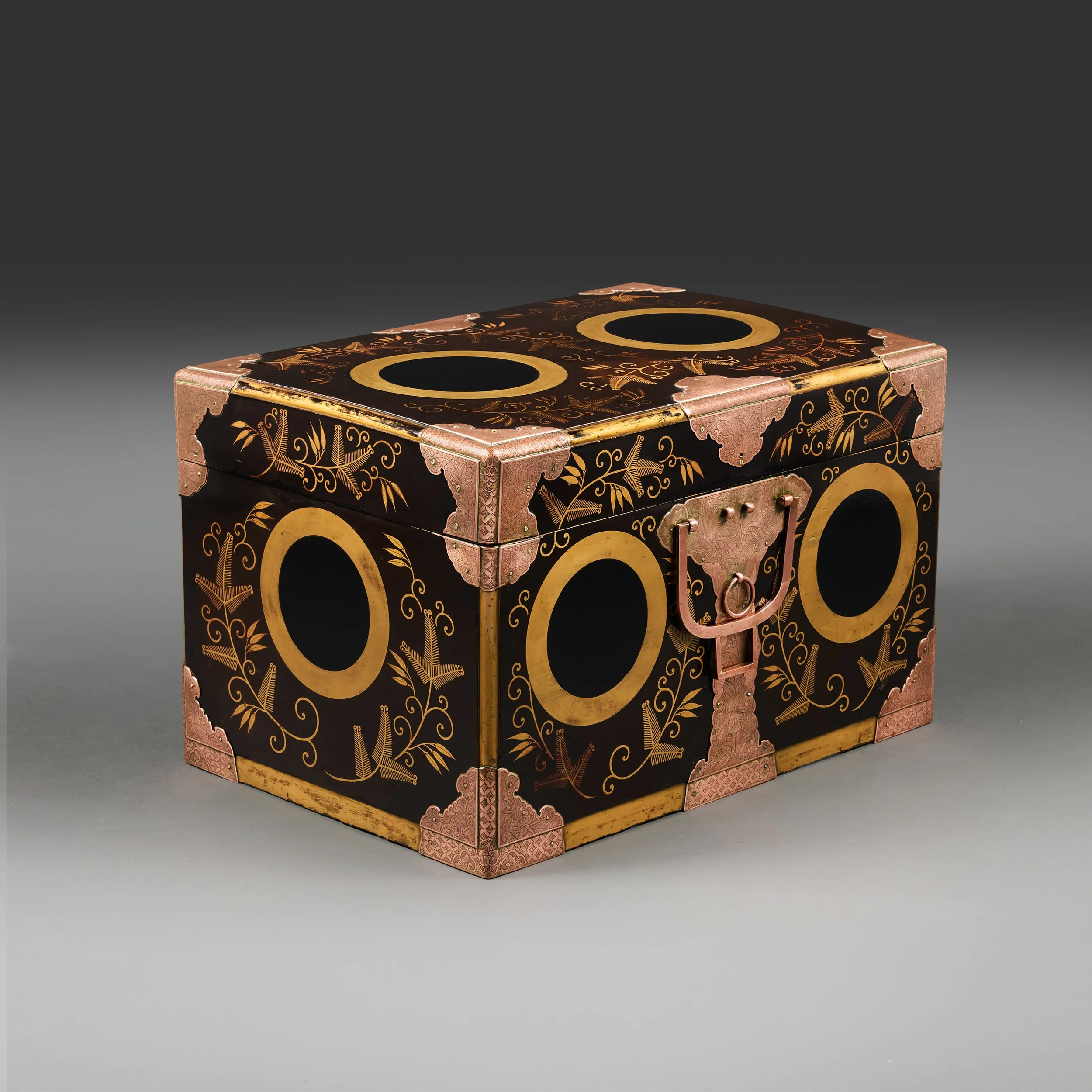 A FINE JAPANESE MEIJI PERIOD BLACK LACQUER TRUNK