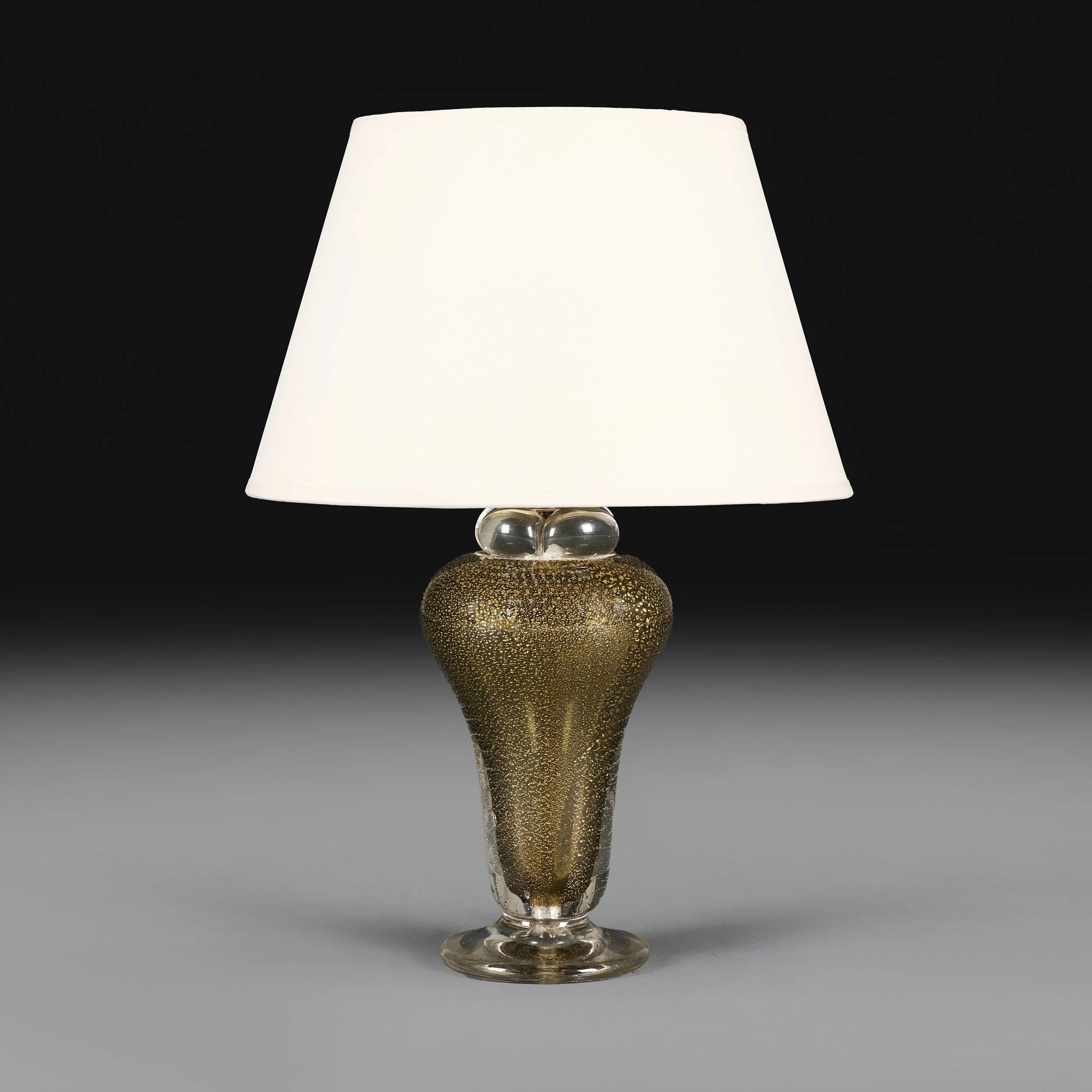 A GOLD FLECKED MURANO GLASS LAMP