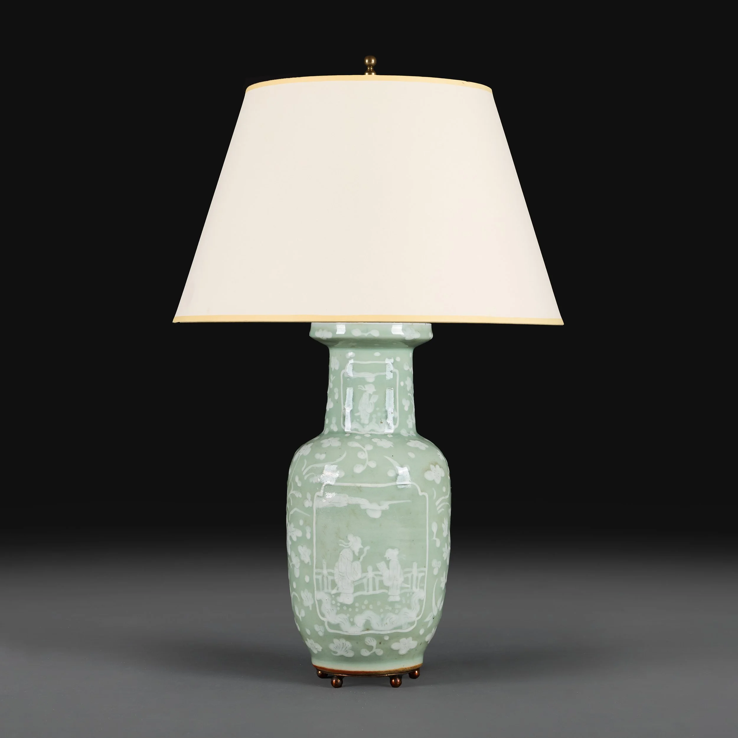 A 19TH CENTURY CHINESE ROULEAU VASE AS A LAMP