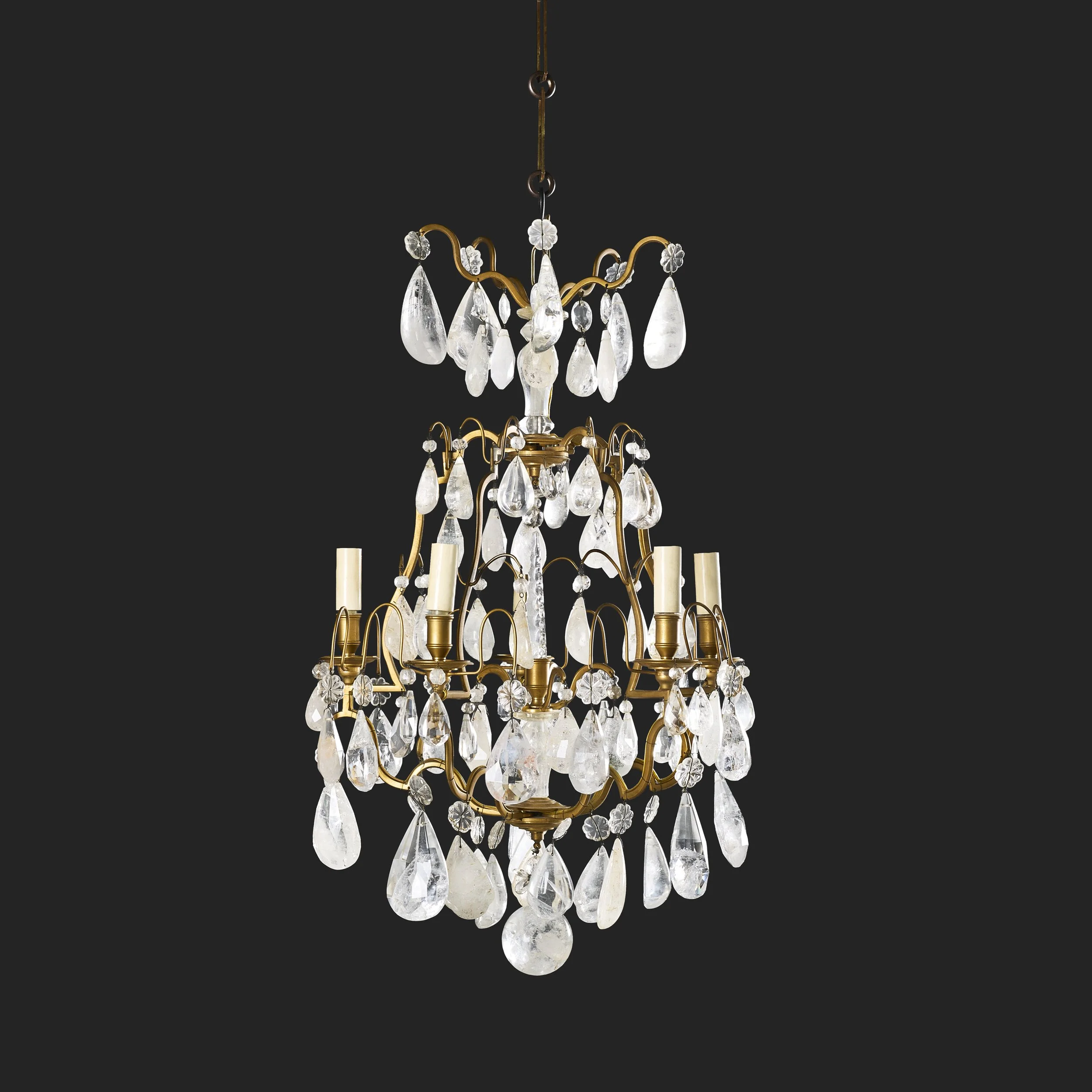 A FINE FRENCH ROCK CRYSTAL CHANDELIER