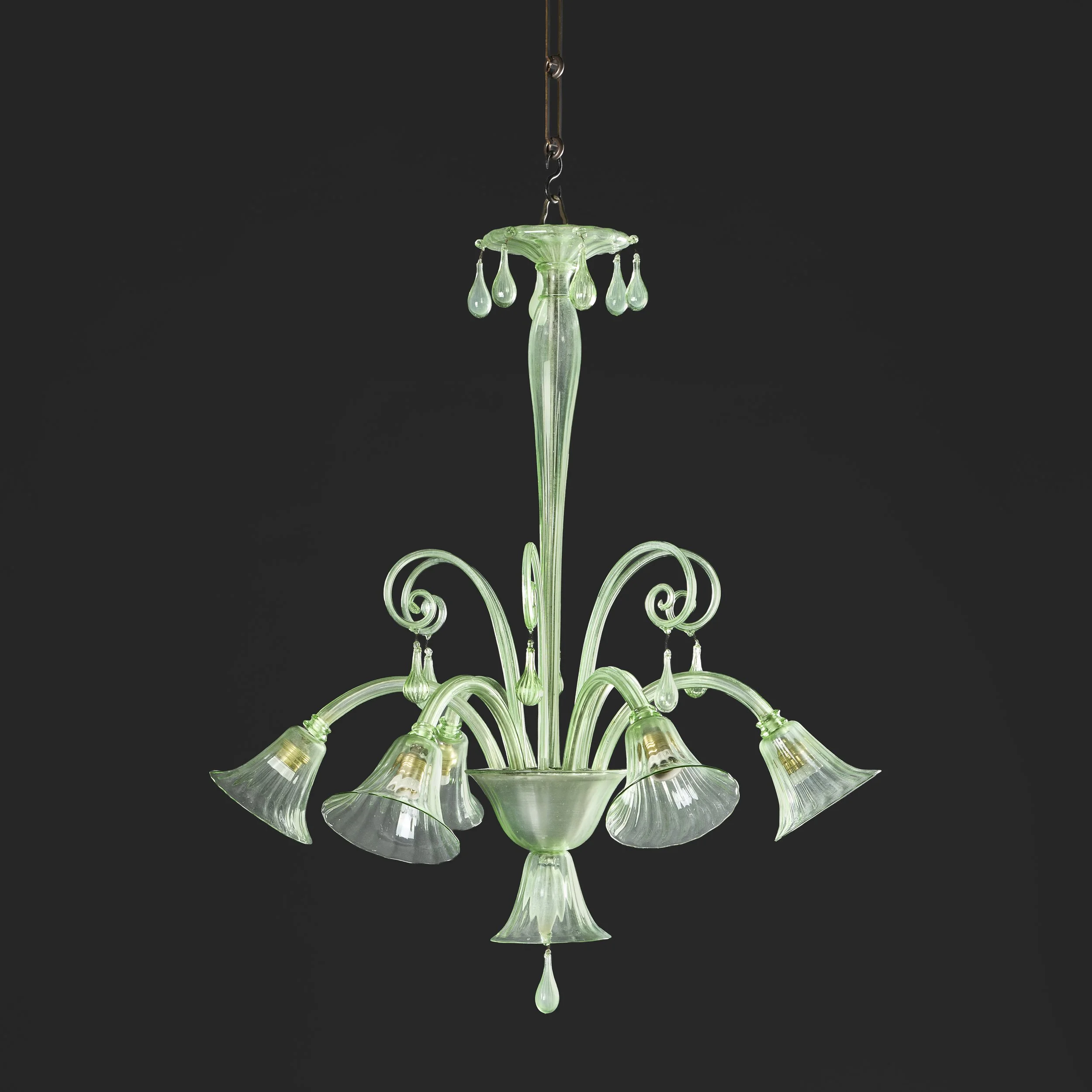 A PALE GREEN MURANO GLASS CHANDELIER BY MARTINUZZI