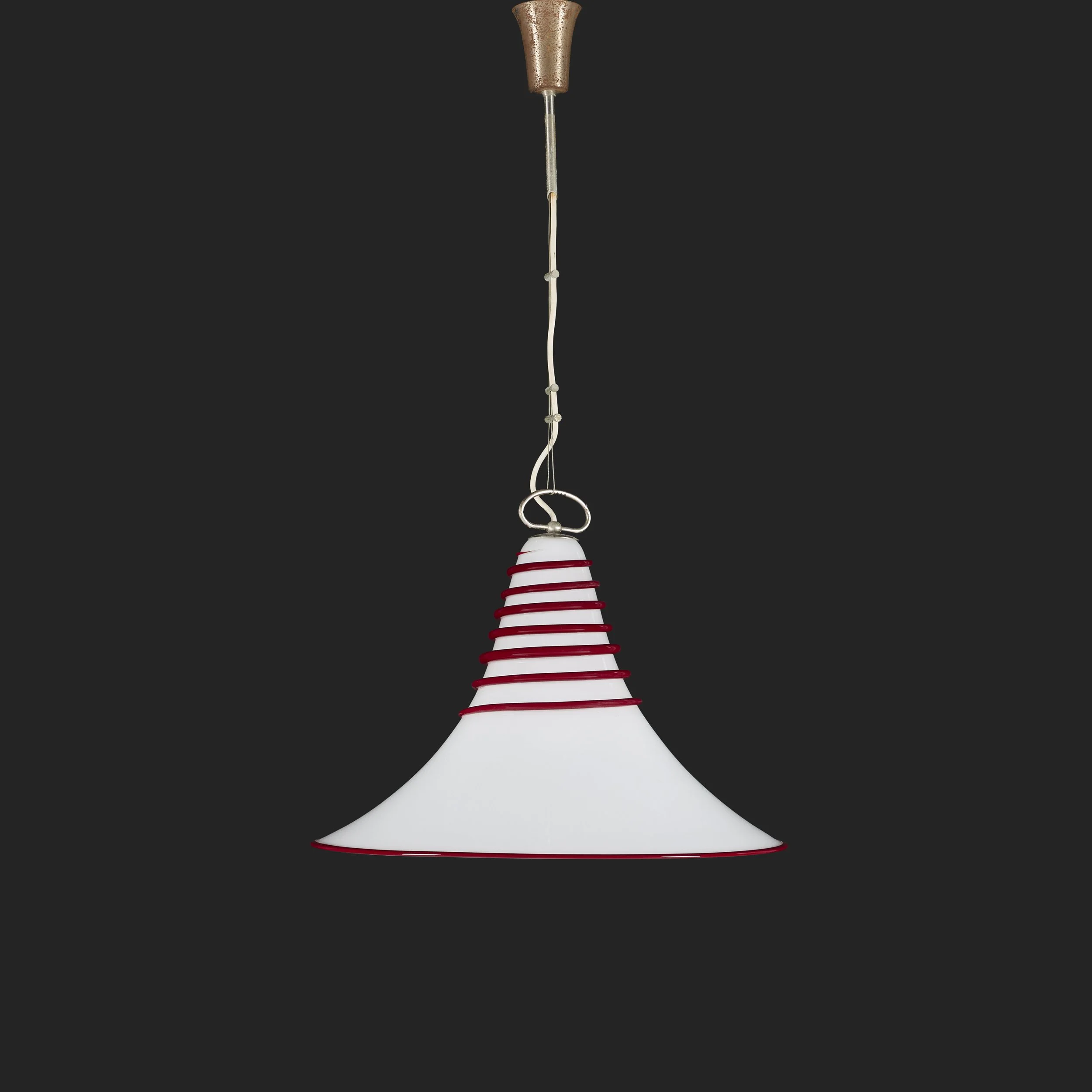 A WHITE AND RED MURANO GLASS BELL LANTERN