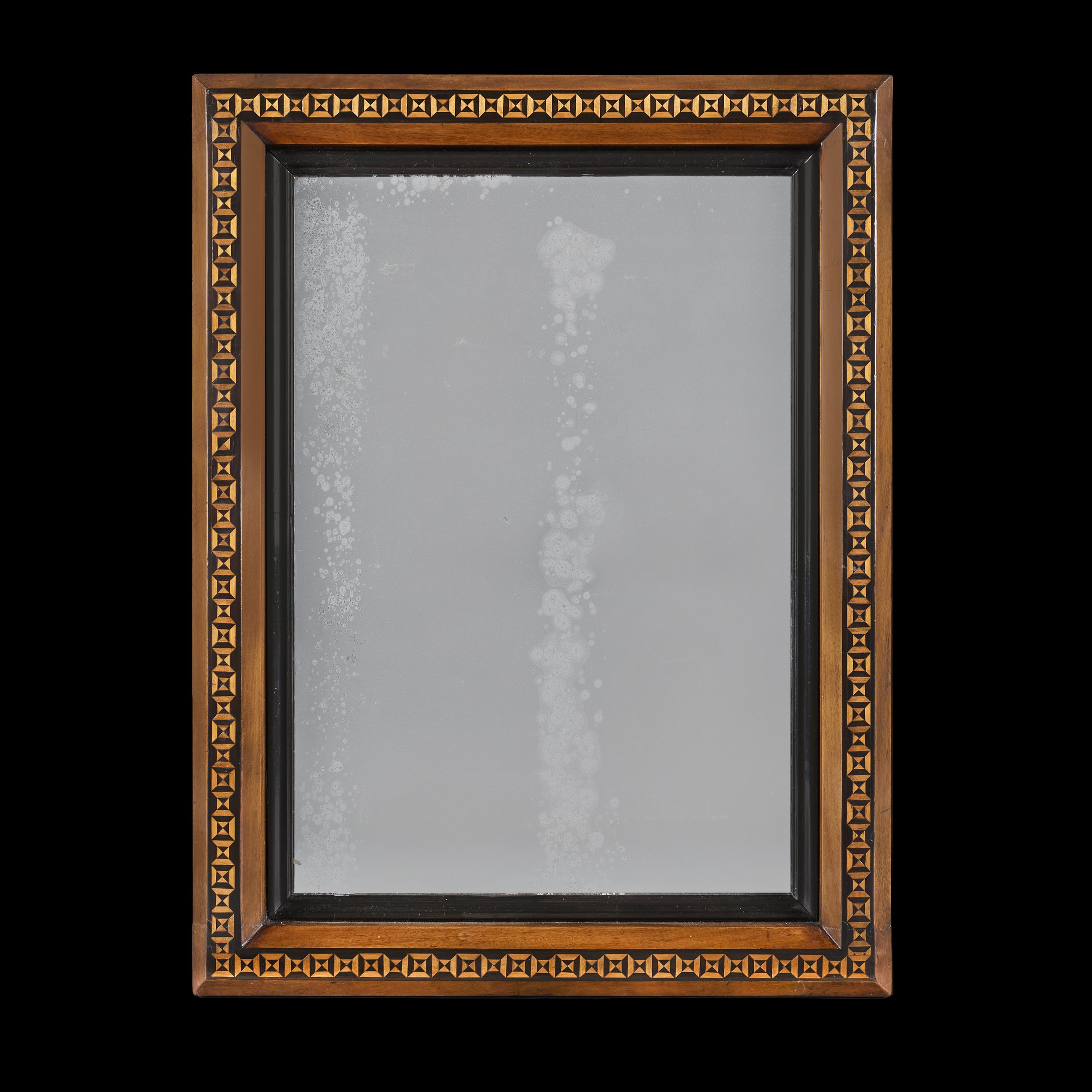 A 19TH CENTURY PARQUETRY MIRROR