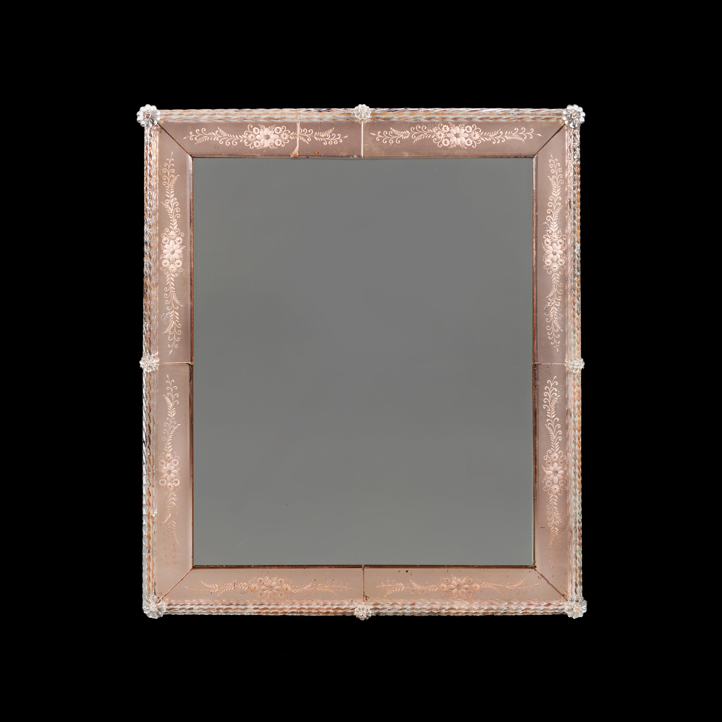A PINK MURANO GLASS MIRROR