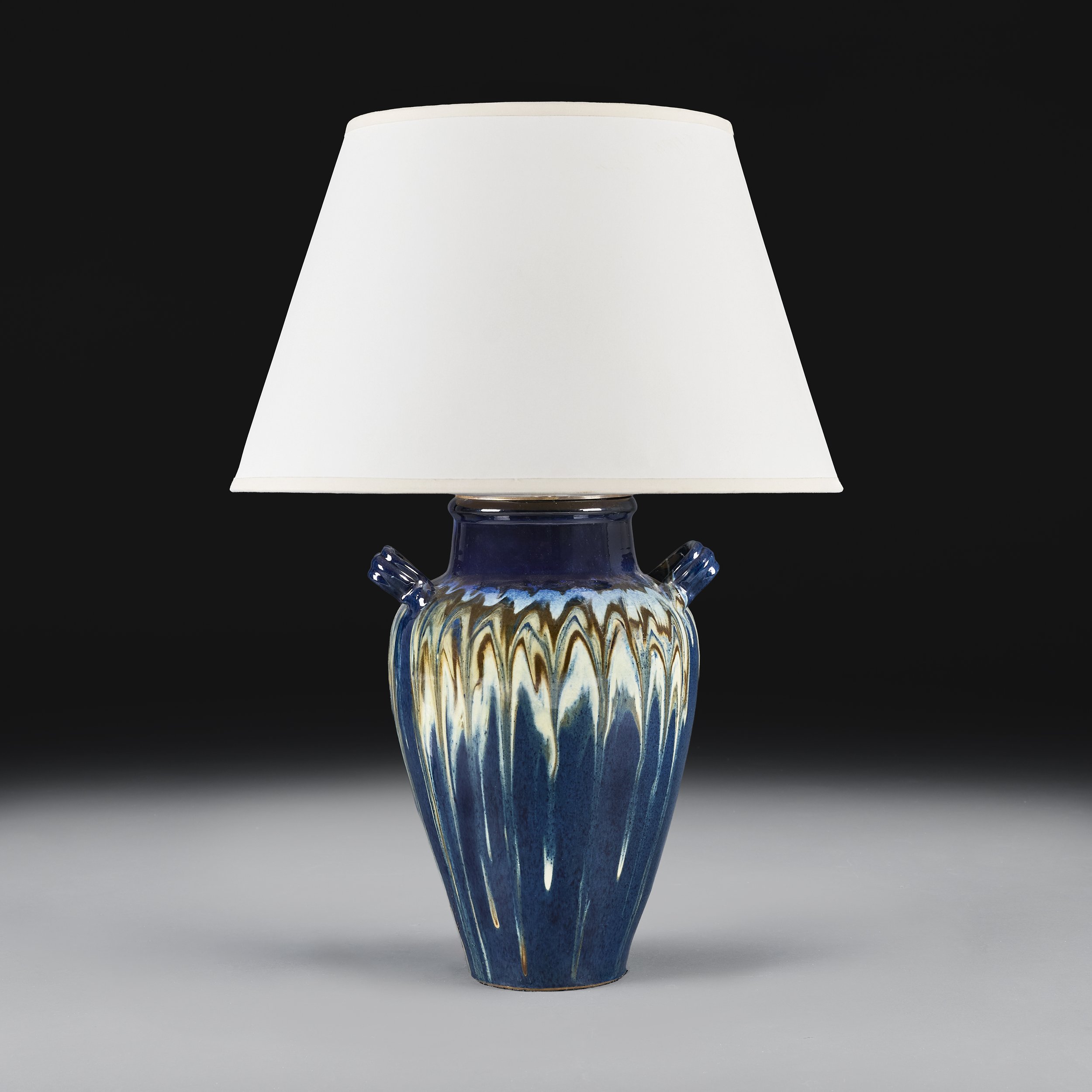 A FRENCH ART POTTERY SLIP GLAZE VASE AS A LAMP