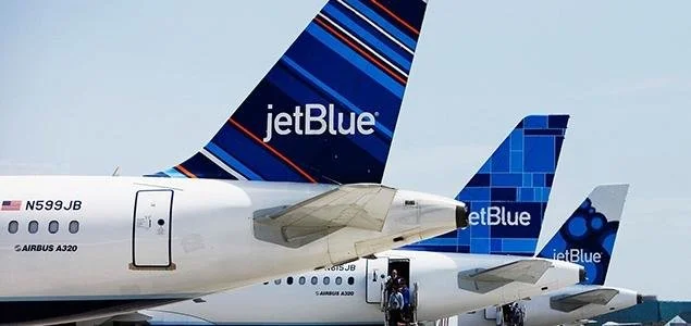 Three JetBlue tailfins