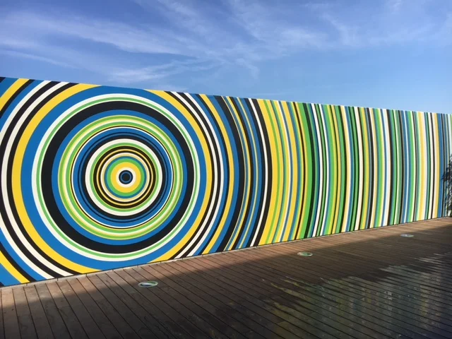 50' X 12' 5 Color Hand painted Mural 777 Aviation Blvd. el segundo, ca Entry Wall 1 