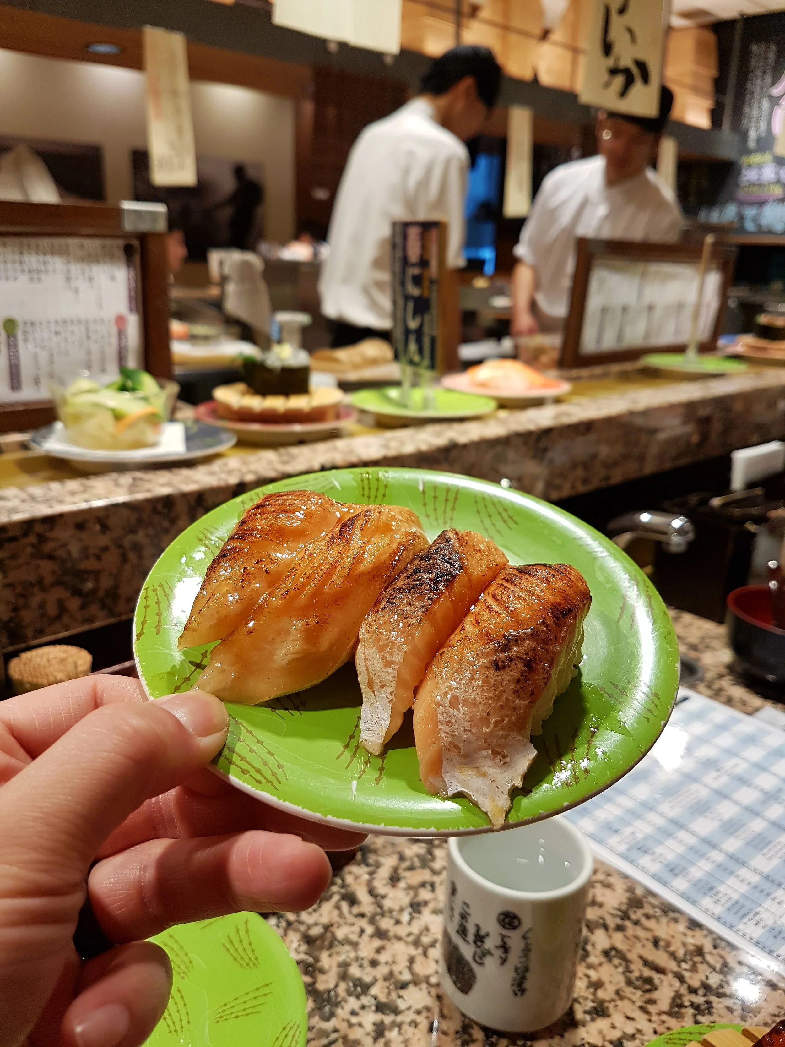 I love Aburi sushi especially at Conveyor Belt Sushi places!