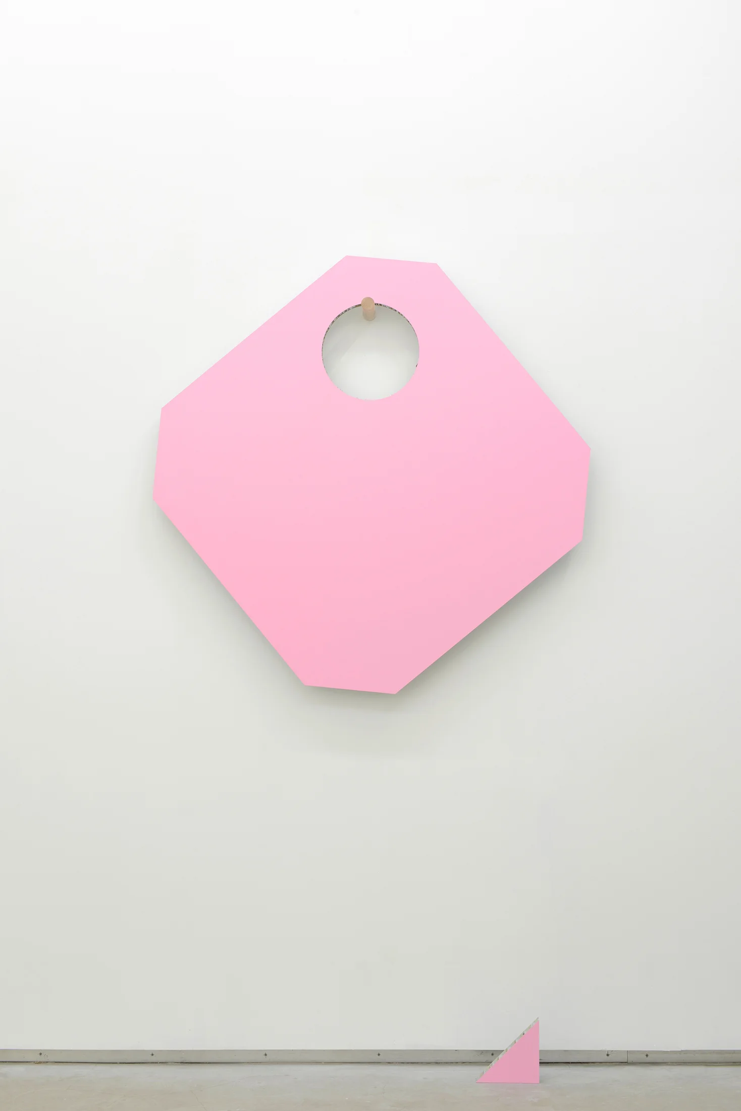 Jean-Pascal Flavien, statement house - Rose! There will be so much room , 2014, painted aluminium, painted cardboard, wood, 113 x 113 cm
