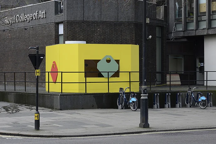 Jean-Pascal Flavien, statement house (temporary title) , 2015, mixed media, 2,7 x 4,5 x 4,5 m, RCA, Kensington Road, London, 2,6 × 4,5 × 4,5 m