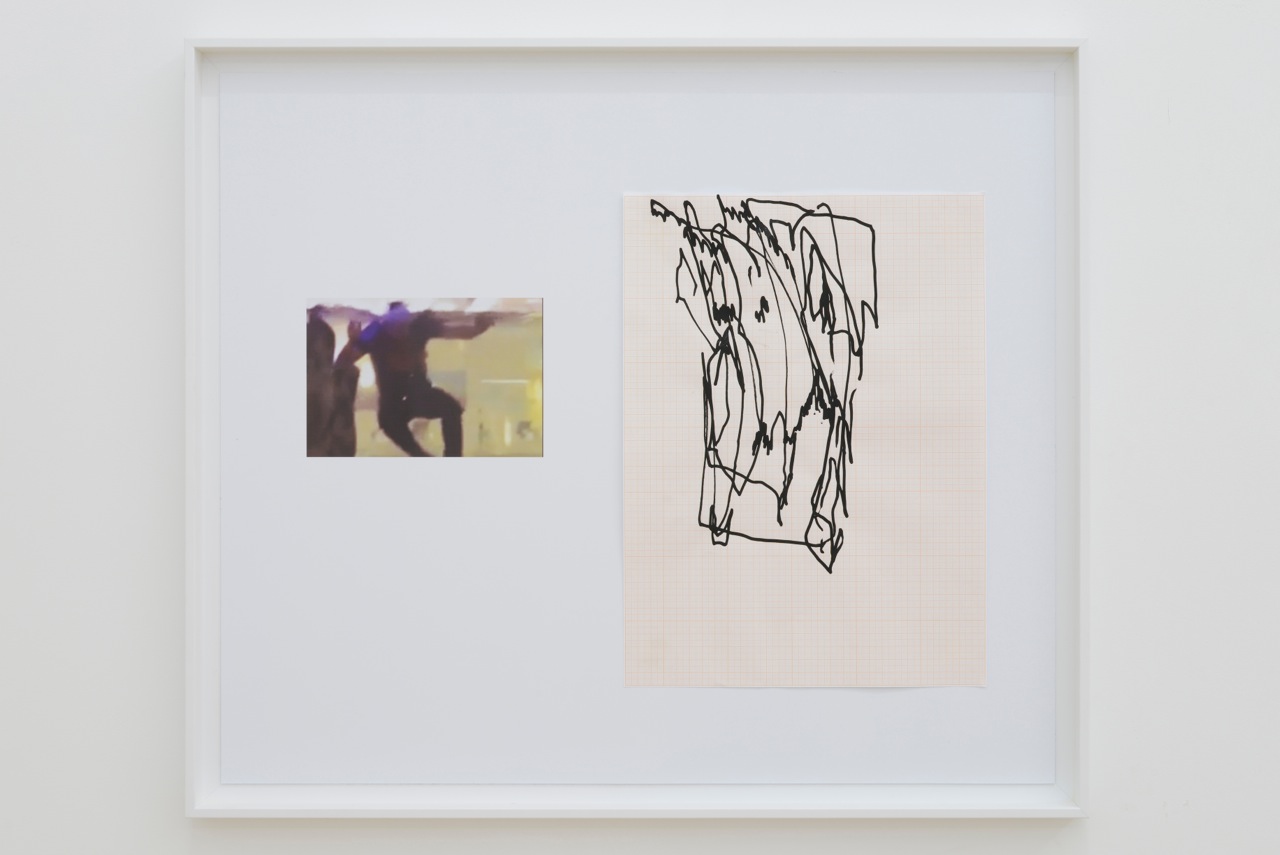 Nick Bastis, Elbows drawings (Trees), 2014, acrylic on graph paper, pencil and archival prints, 66cmx55cm