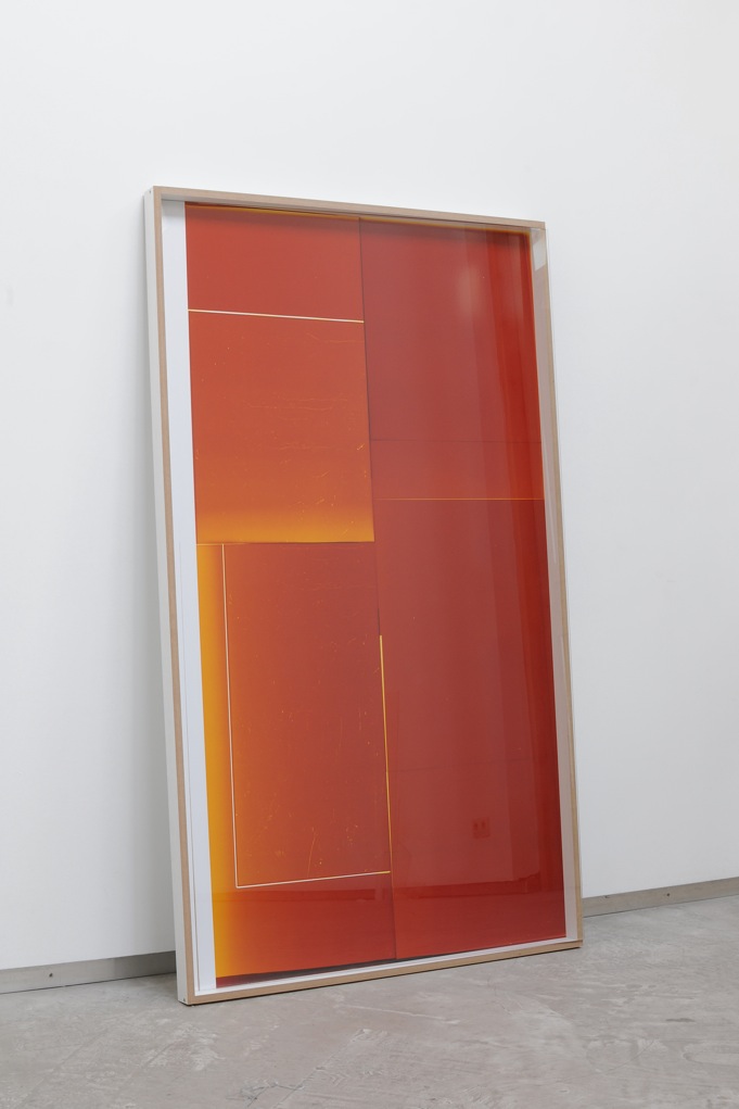 Manuel Burgener, Untitled, 2012, photogramm on color paper, wood frame, hardware, glass, 186 x 105 x 6 cm