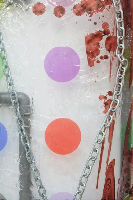 Renaud Jerez, Liquid rainbow , 2012, inkjet print on perspex mounted on bambou, pvc, steel, linen, 200 x 100 x 20 cm (detail)