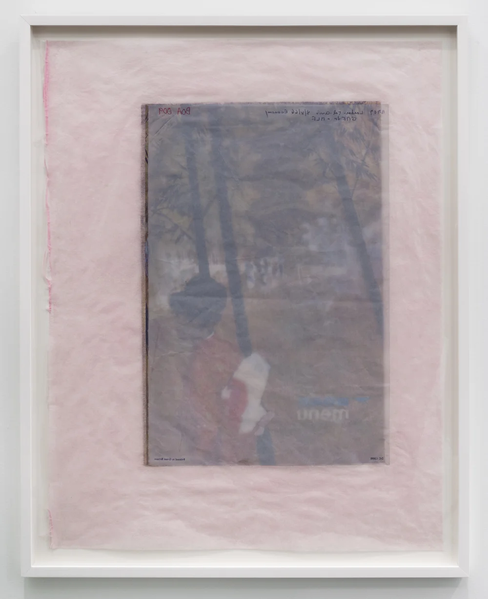 Valerie Snobeck / Catherine Sullivan, Limited Good 6 , 2013, peeled prints and felt on plastic, 41 x 33 inch framed