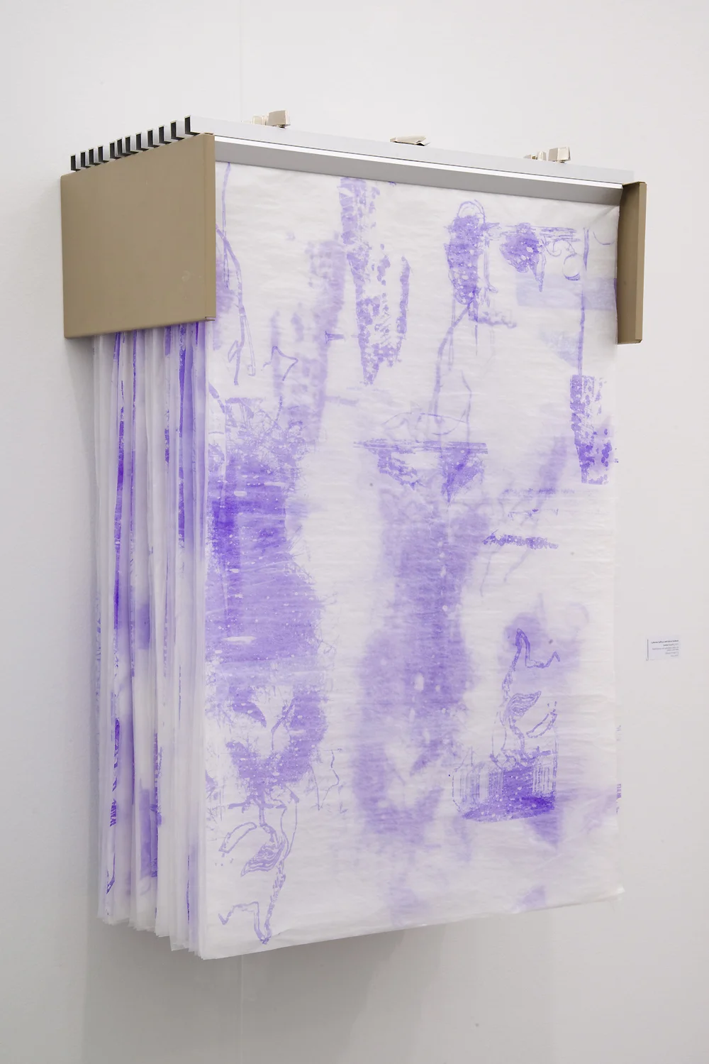 Valerie Snobeck / Catherine Sullivan, Limited Good 8, 2013, glassine hectograph prints in blueprint rack, 36.5 x 63.5 x 38 inch