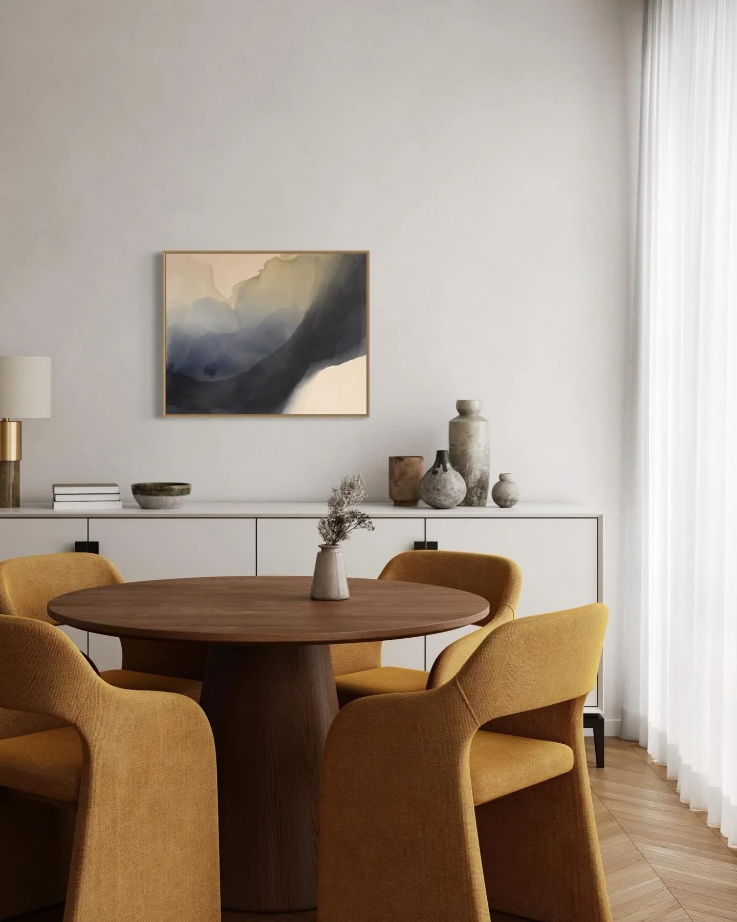 Soft water tones in a space meant for rest. Art can be a permission slip for pause.

&lsquo;floating in the space between&rsquo;
24&rdquo;x30&rdquo;
Available. If interested, feel free to DM or email. More details are on my website (link in bio).