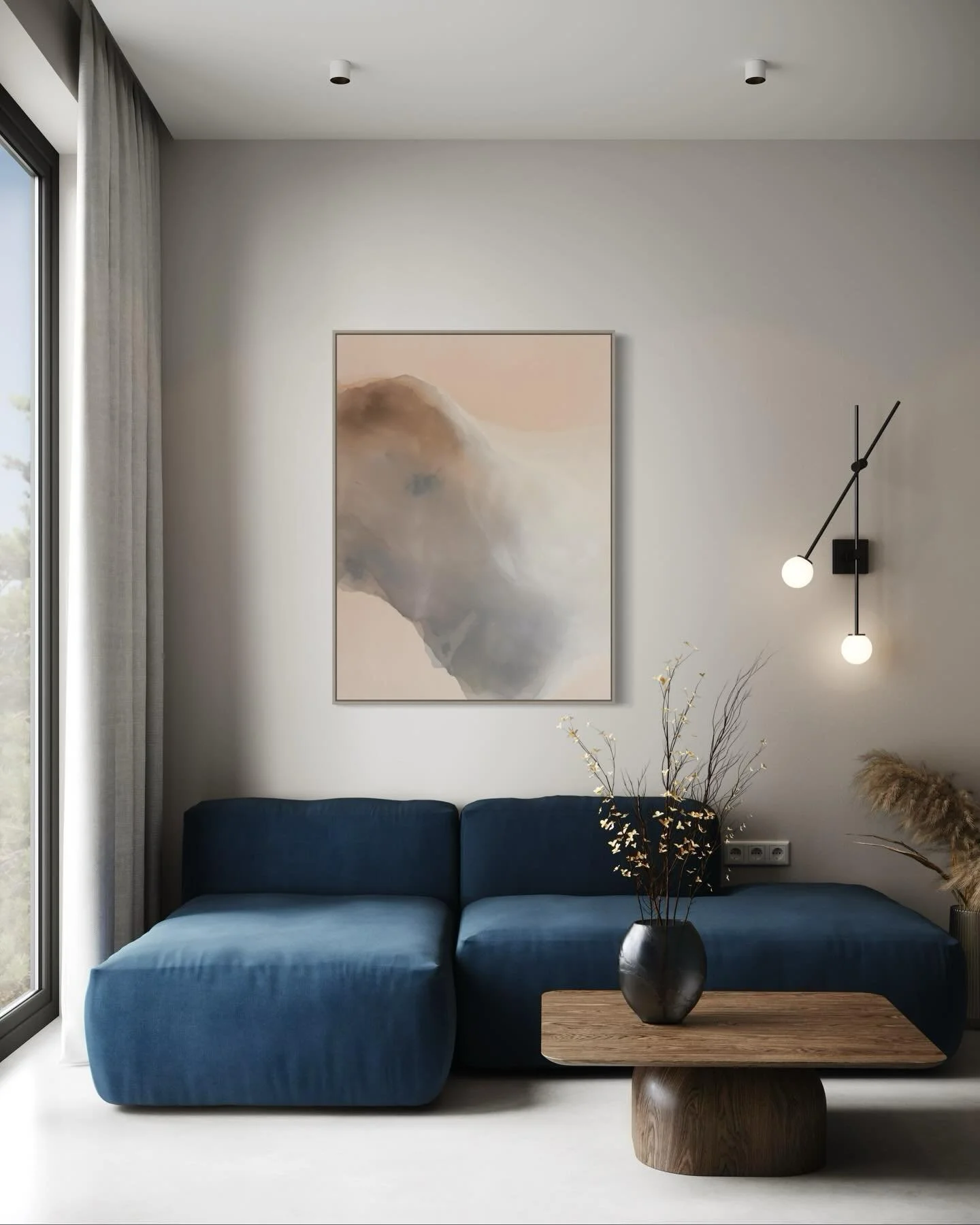 Art has a way of anchoring a space.

Still one of my favorite pieces, seeing the piece installed like this always reminds me how much environment shapes experience.

Ps I&rsquo;m thinking about framing this one (and her sister painting) in a white oa