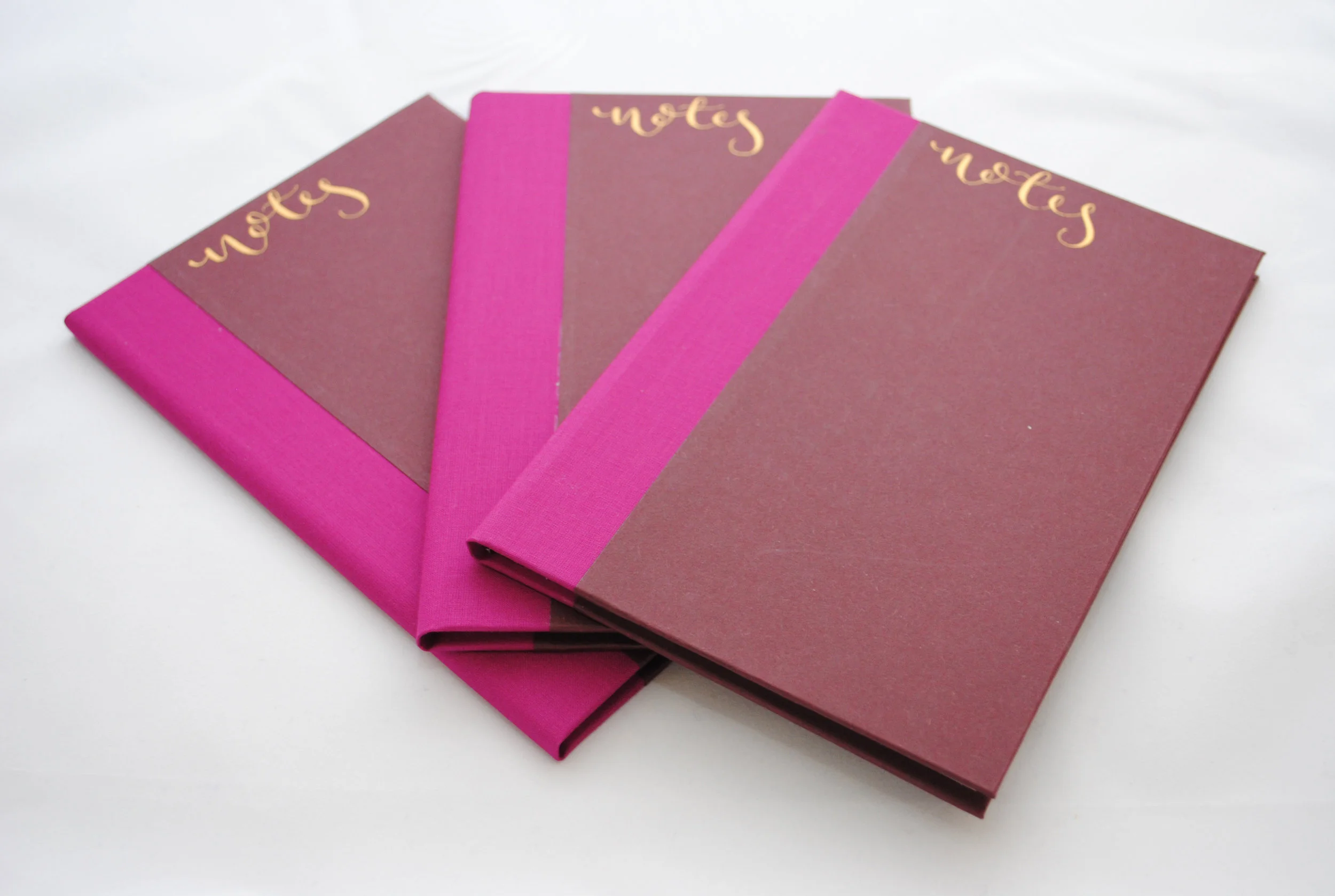 Hand-bound hardback 'Notes' notebooks - Pink
