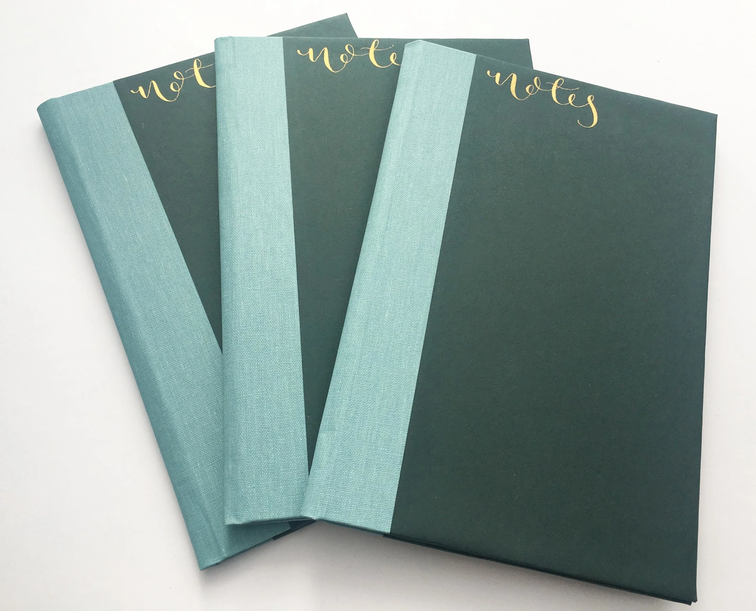 Hand-bound Hardback 'Notes' Notebook - green