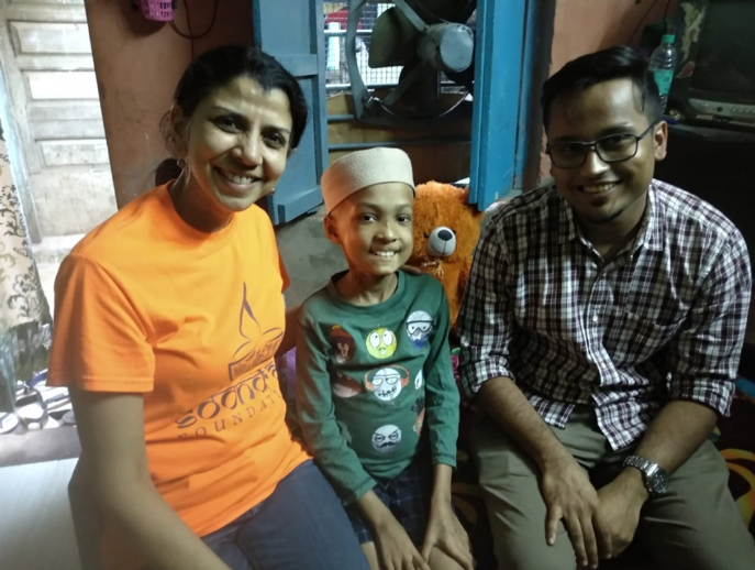 Gayatri and Yash, from Teach for India, with Fareed when he was sick in March 2019