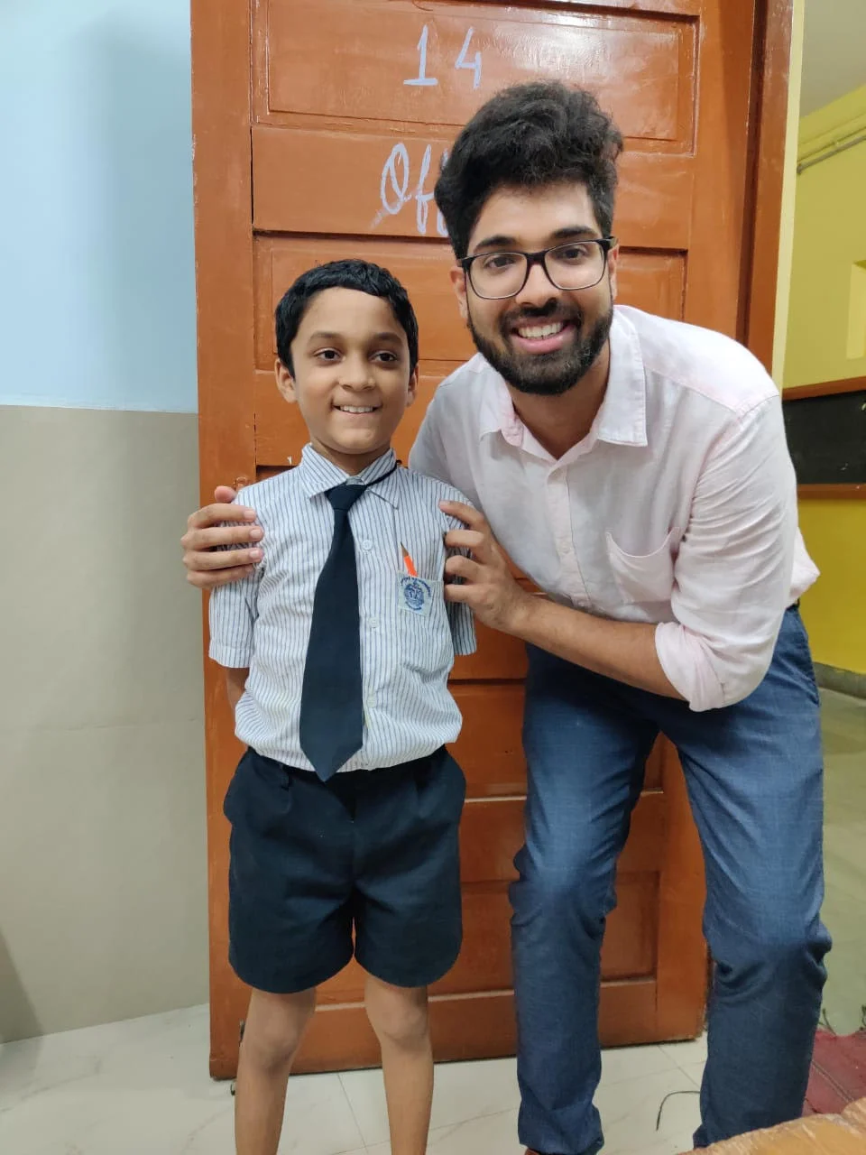 Fareed with his teacher Sankalp, a Teach for India Fellow in August 2019