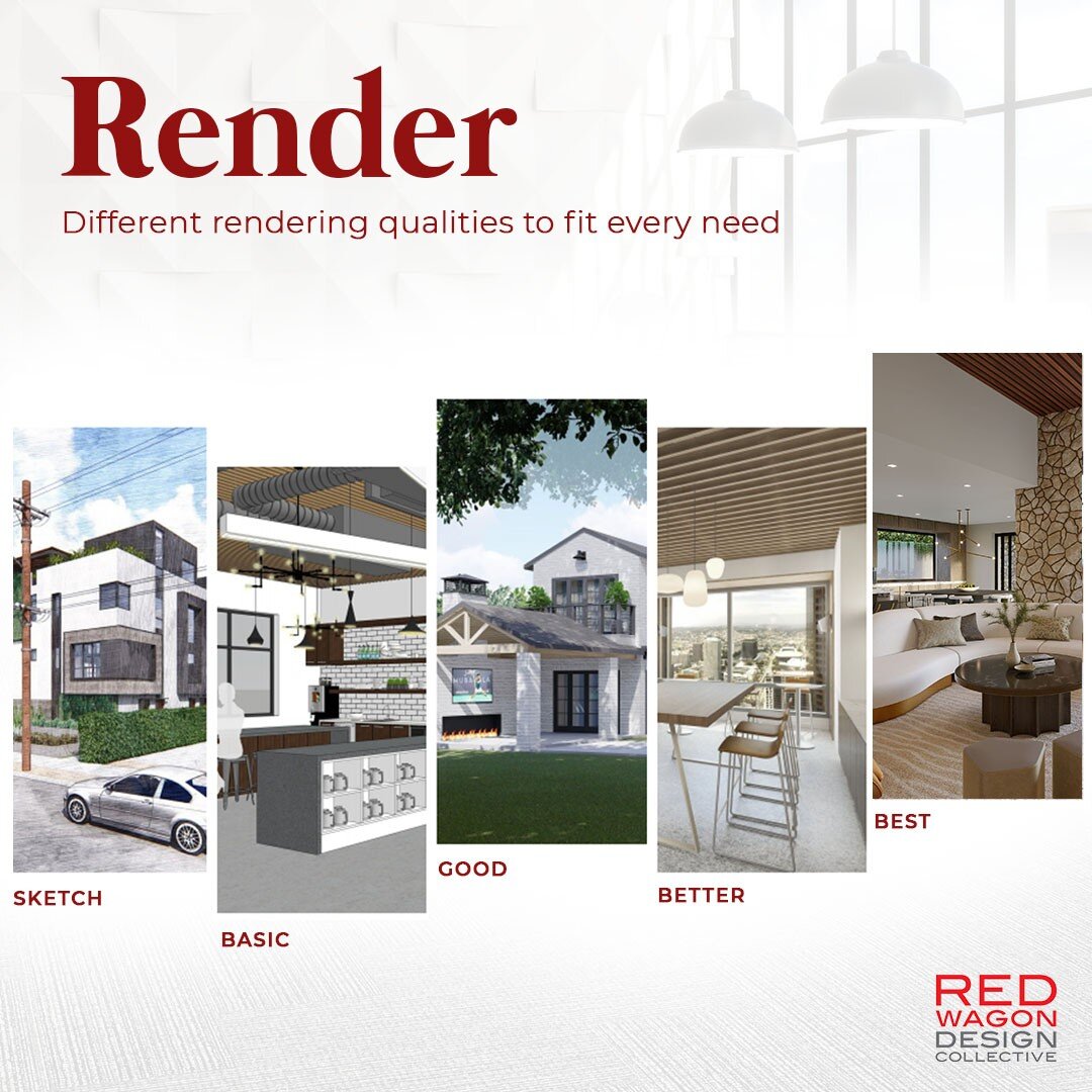 Different rendering qualities to fit every need and budget: From Sketch, Basic, Good, Better and Best. Check out our website to see a sample, link in bio.