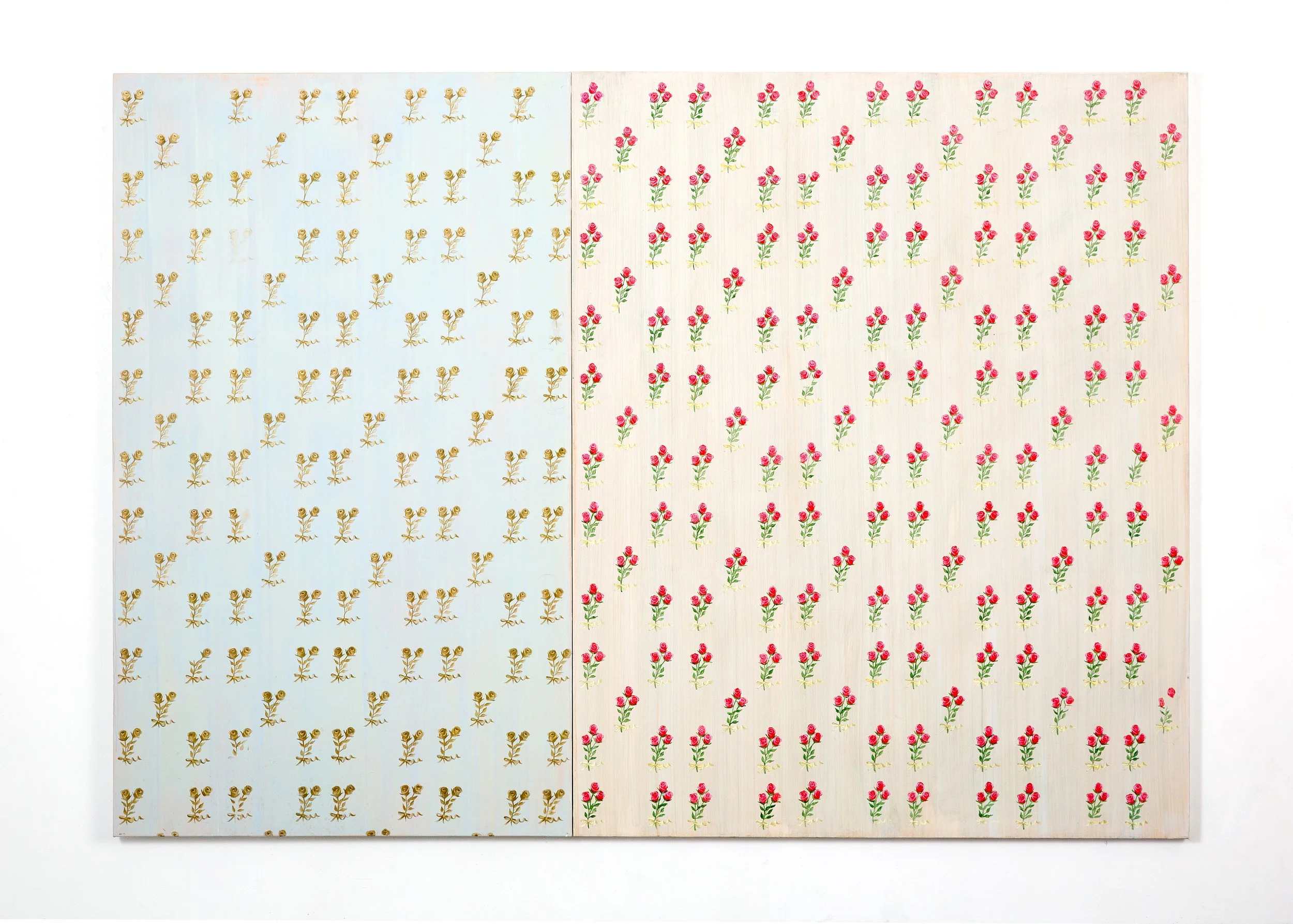 Untitled (diptych), 2017, Oil and acrylic on canvas, 48" x 84" 