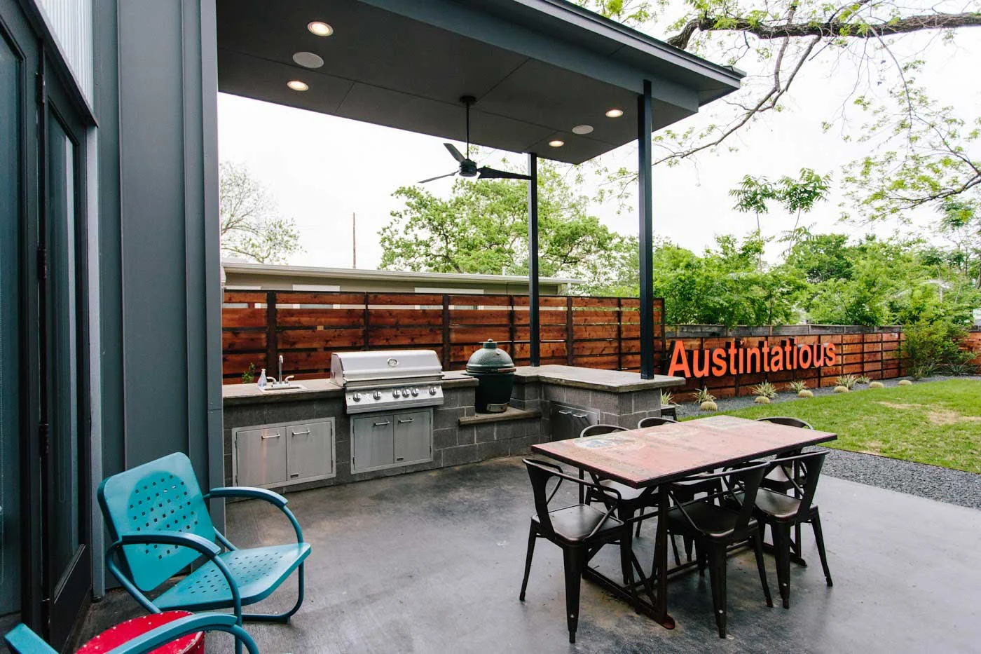 Lighting and speakers were installed to further create an entertaining space.