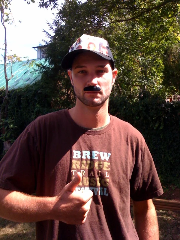 This guy is sporting a Brew Ridge Trail Music Festival T-Sirt AND Rockin' the 'Stache! You are a true champion, my frien!