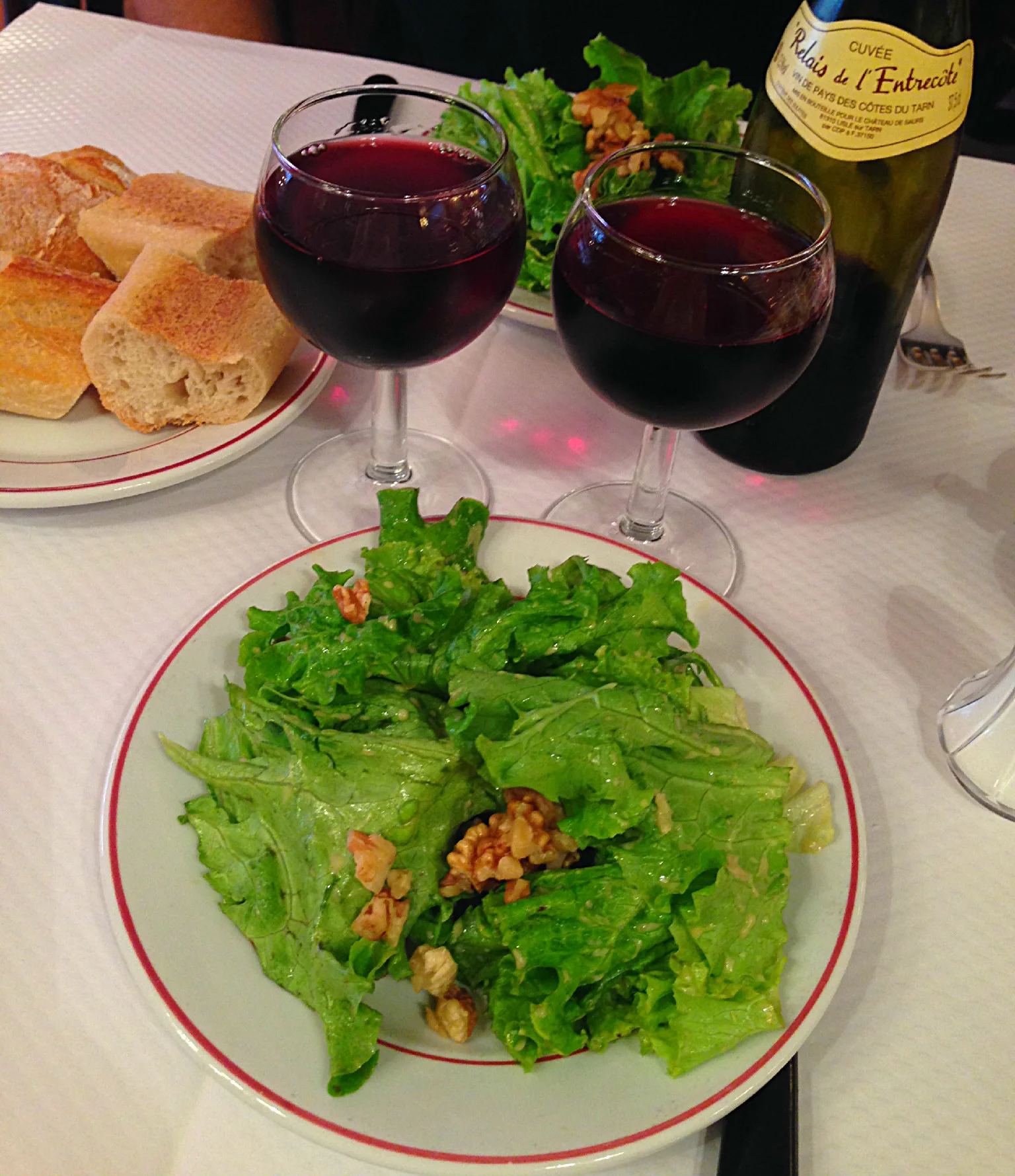 Salad and wine