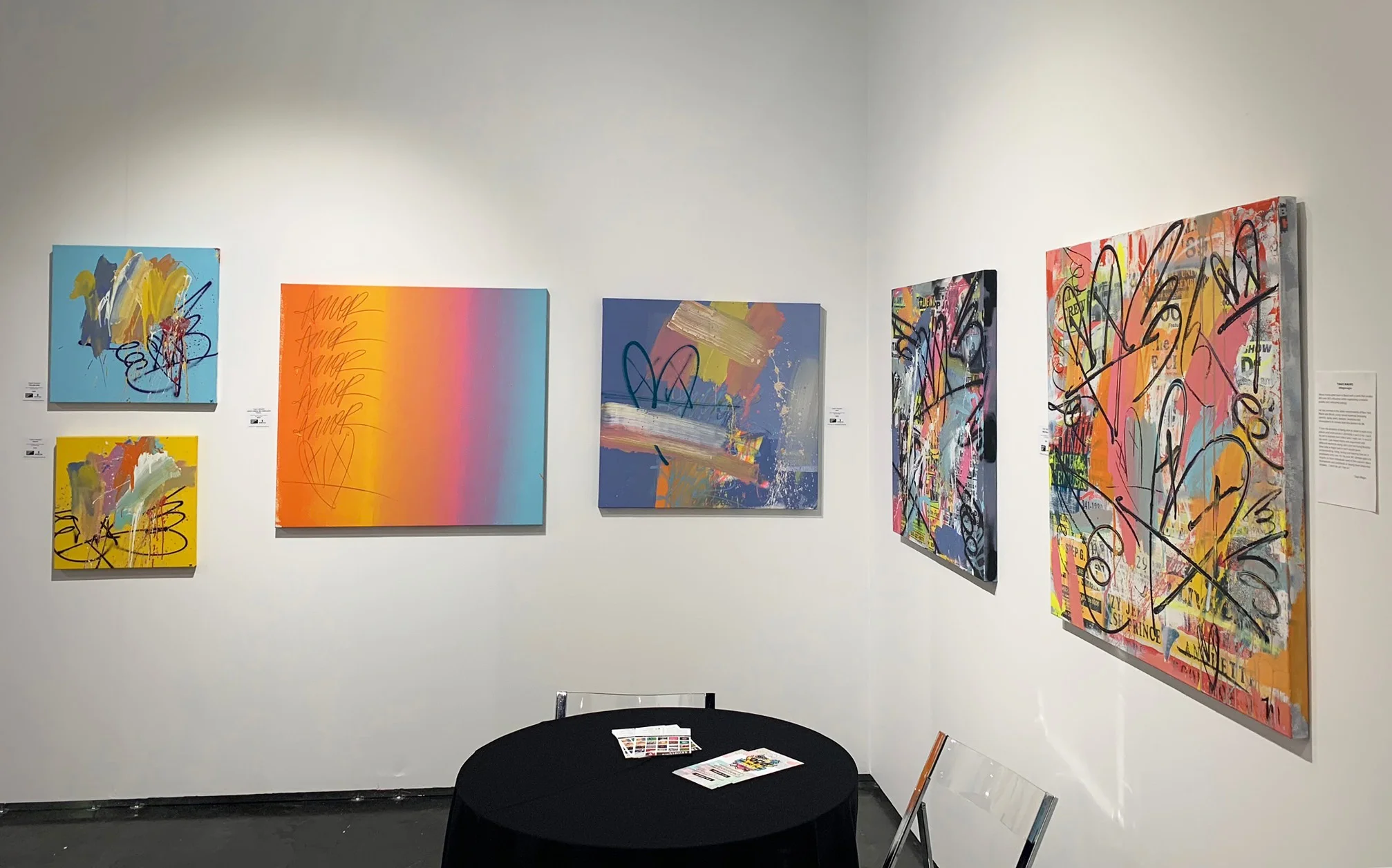 “You Are Free,” “Espoir,” “Love Is Simple, We Complicate Things…,” “Azul,” “Hova,” and “Mr. Skywalker” exhibited at Art Palm Beach 2019