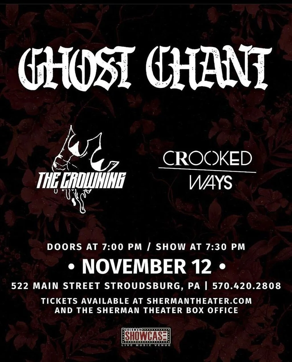 Home town show alert! We are rocking @sherman_showcase on November 12th with @ghostchantny and @crookedwaysband. Don&rsquo;t miss it! 🤘🏻