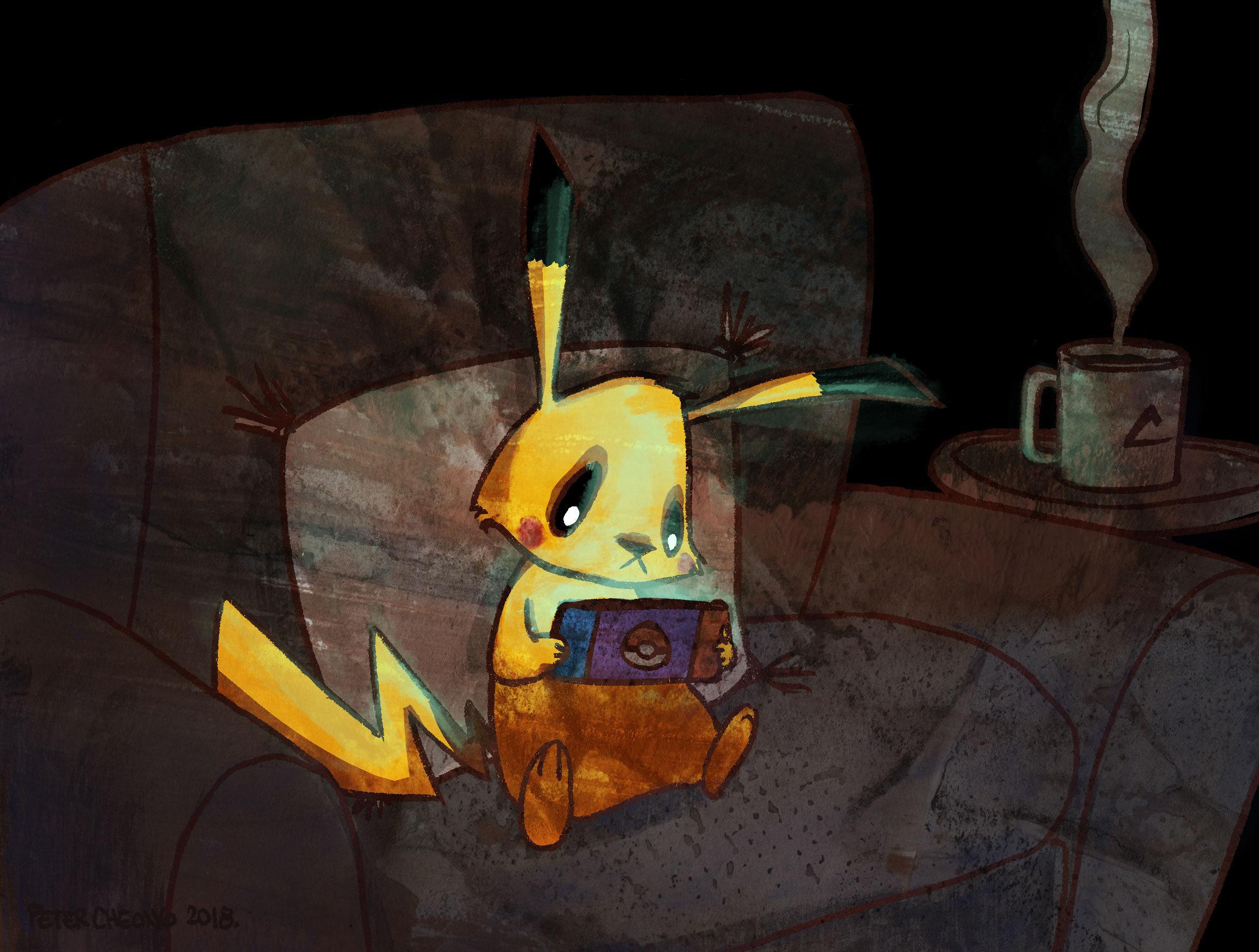 Pikachu playing pokemon.