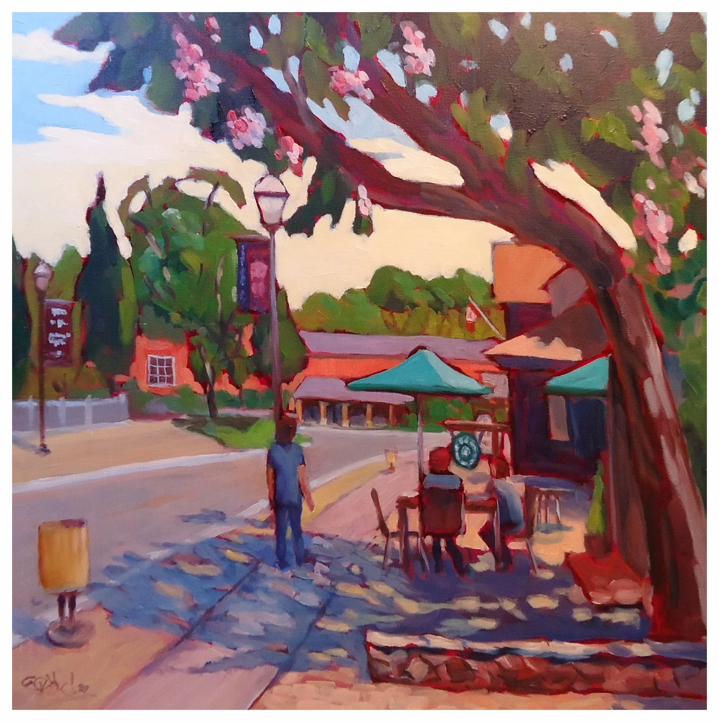 Morning Stroll, Unionville Main street, Oil, 20" x 20"