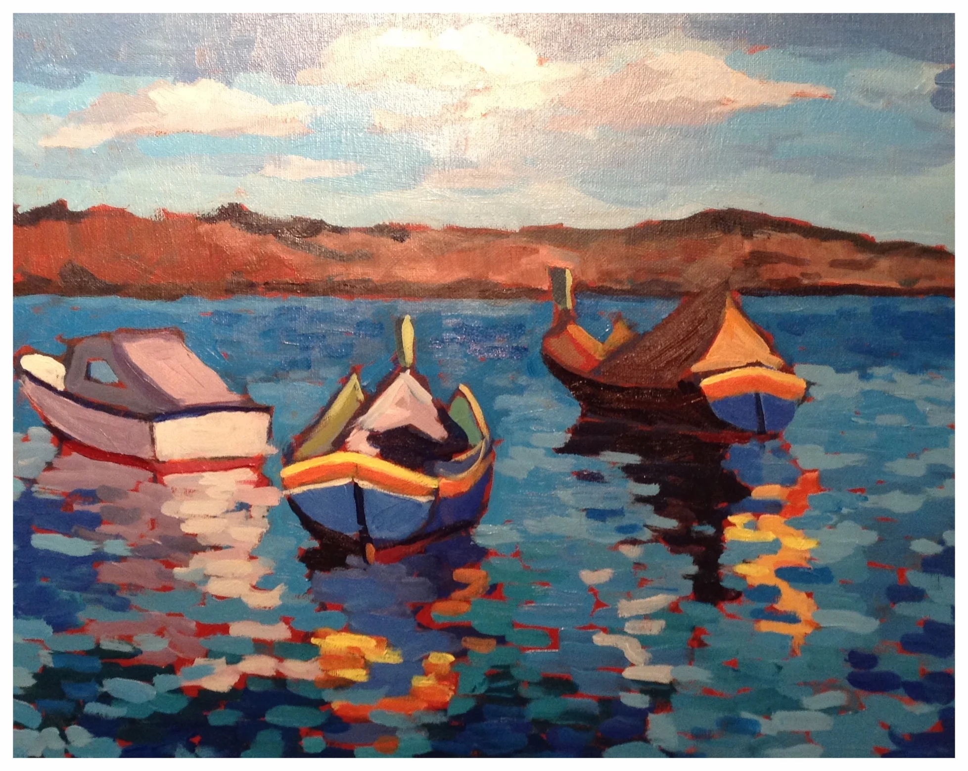 Marsaxlokk Boats, acrylic 16" x 20"