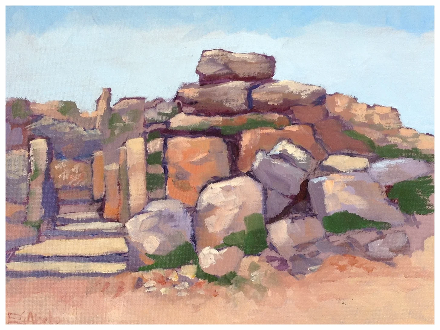 Ggantija temples, oil 9' X 12"