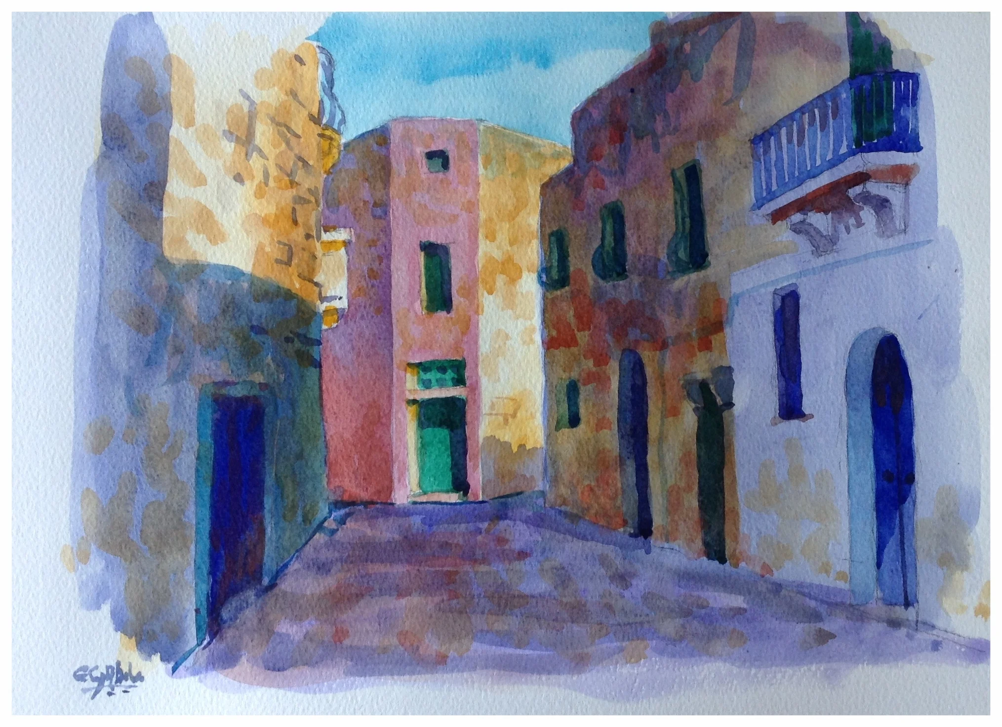 Naxxar Alley, watercolour 10" X 14"