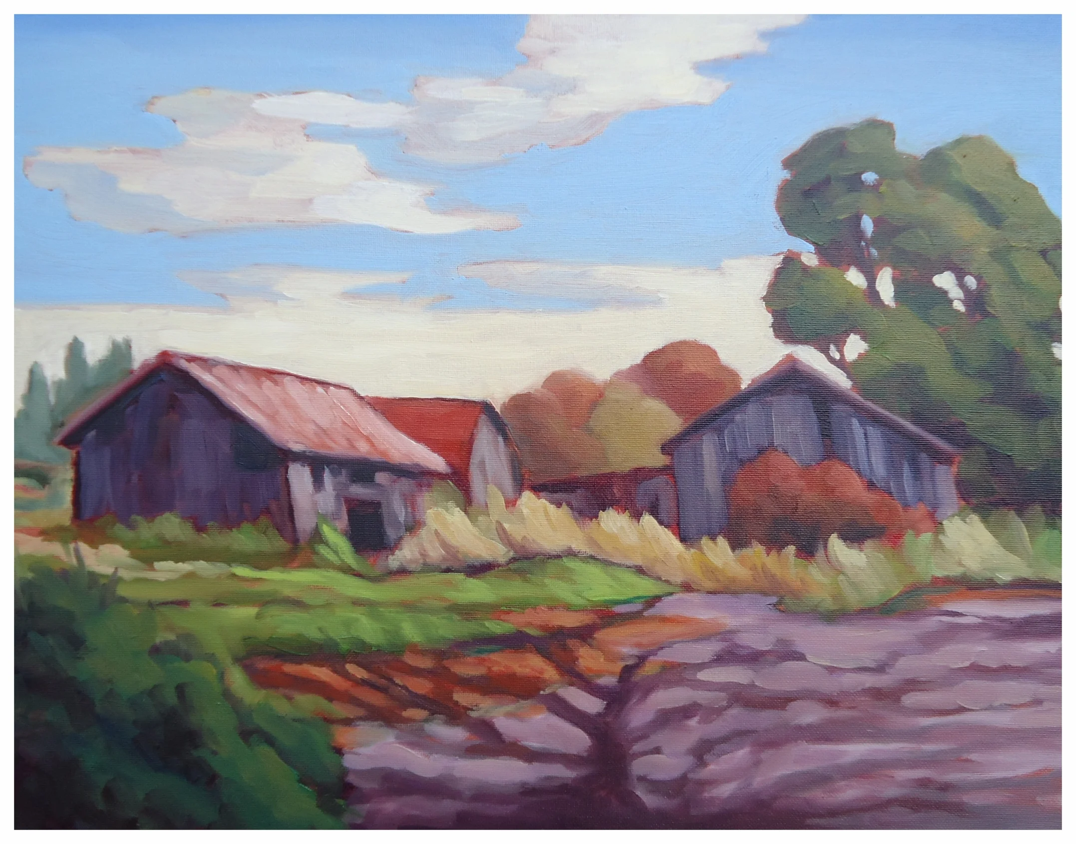 Stouffville Barns, oil 16" x 20"