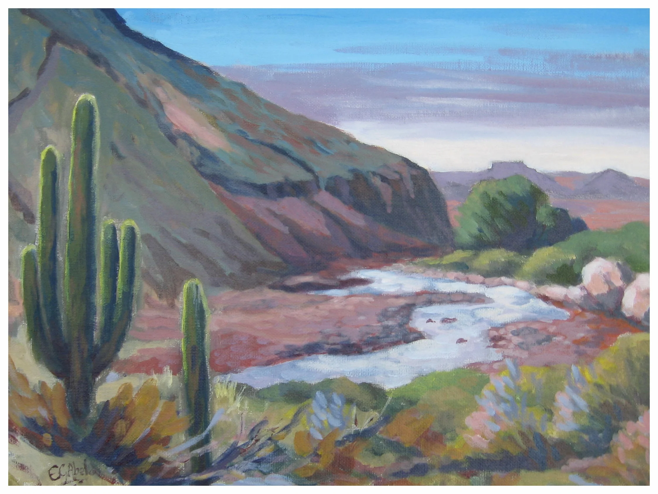 Table Mesa, New River, Acrylic, 12" x 16"